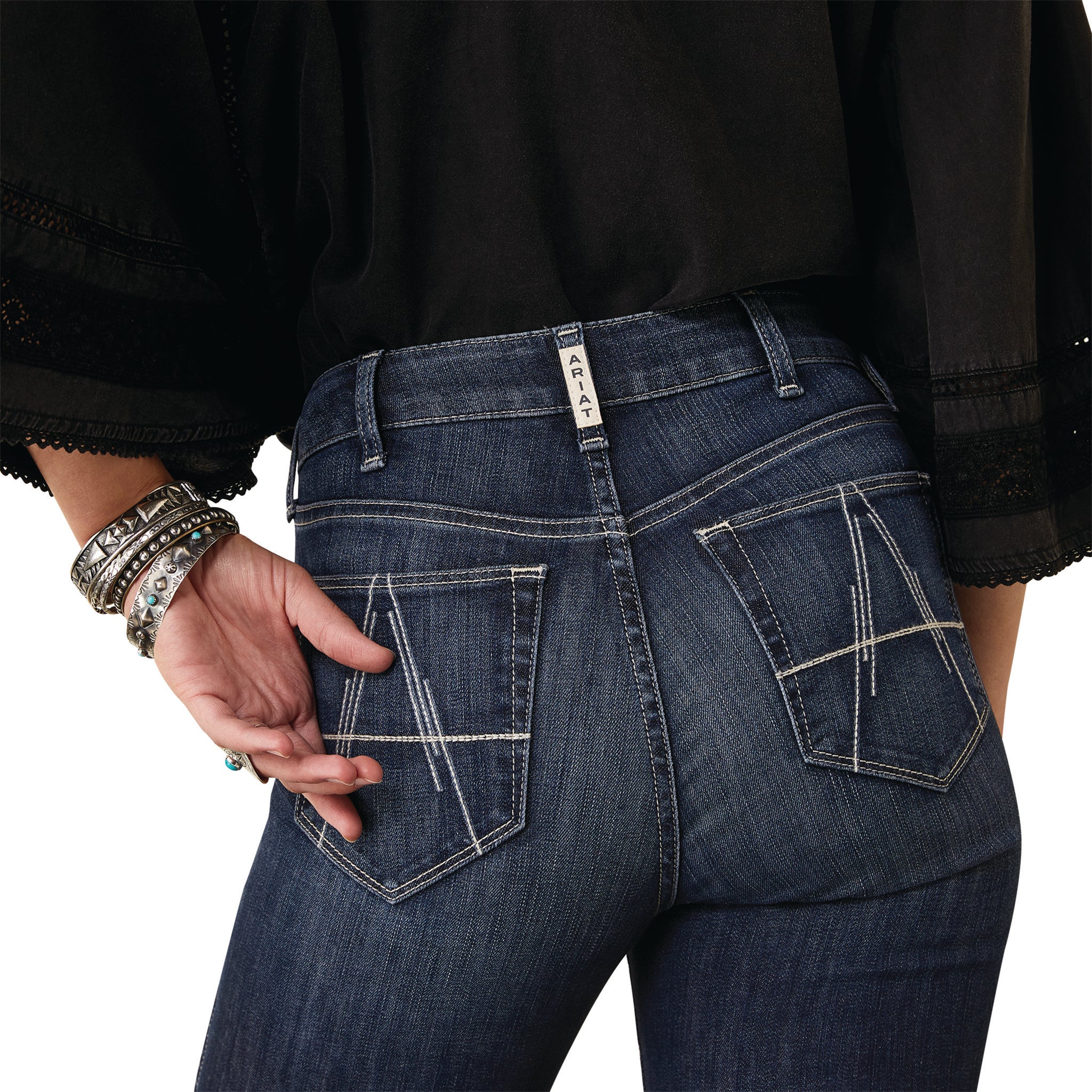 Ariat Women's R.E.A.L. Raegan Midnight Flare Jeans - Western Bootcut Denim Pants for Riding & Casual Wear