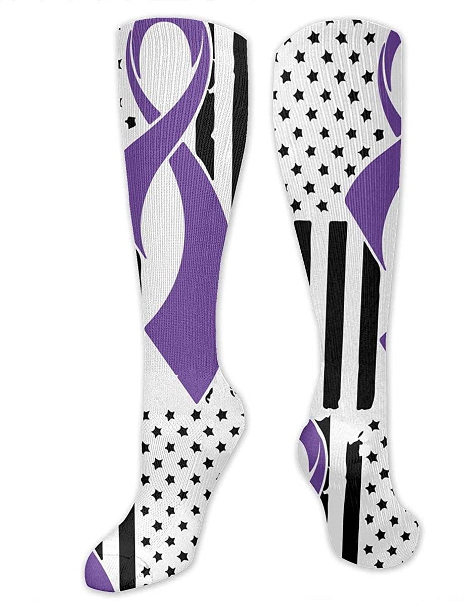 Pancreatic Cancer Awareness Flag Compression Socks - Unisex Medical Support Socks for Men & Women, Medium Size - Perfect for Daily Wear, Workout & Travel