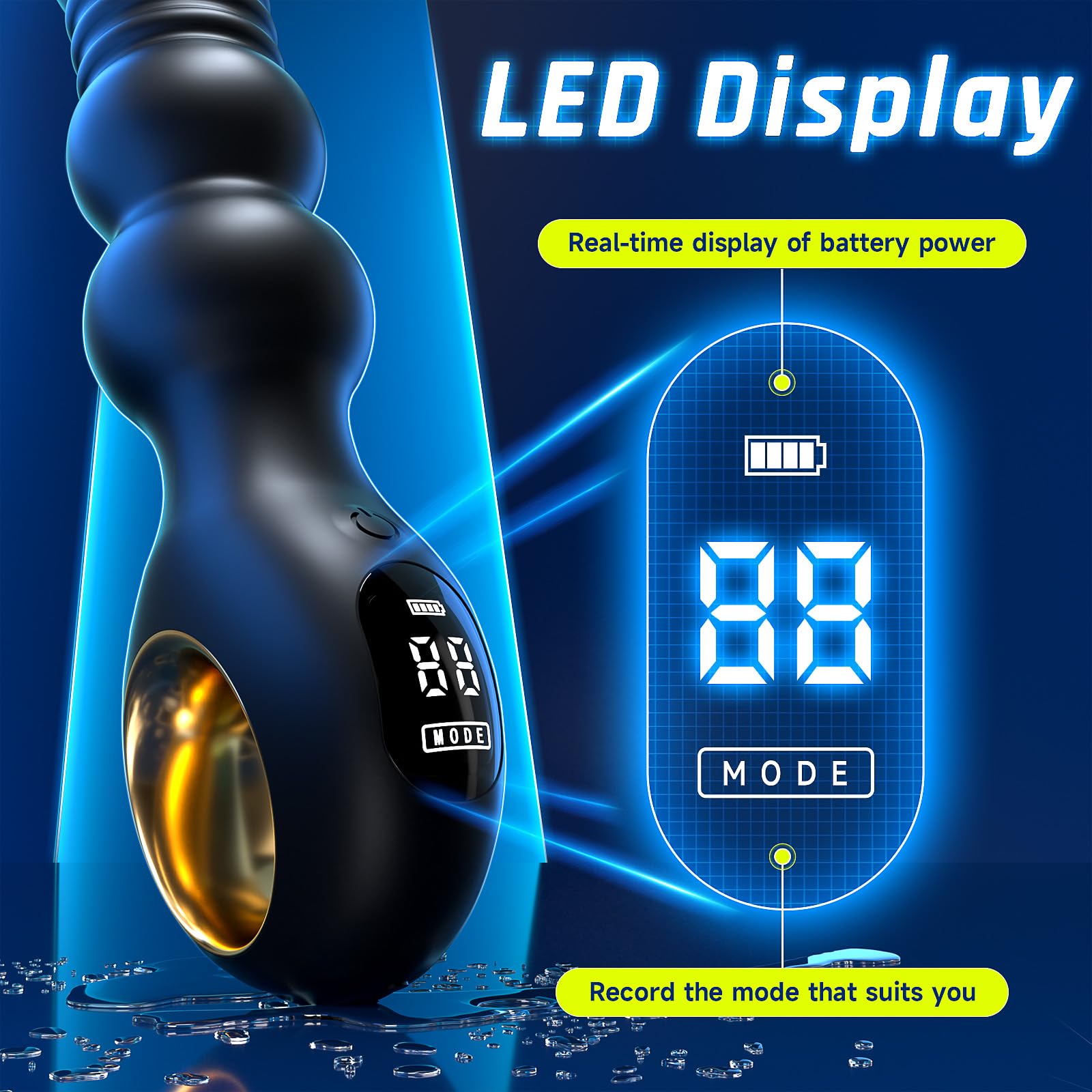 BEISAR 9-Speed Vibrating Anal Beads & Prostate Massager for Men - Remote & App Controlled, LCD Display, Double-Ended Design - Perfect for Solo Play, Couples Exploration and Sensual Massage