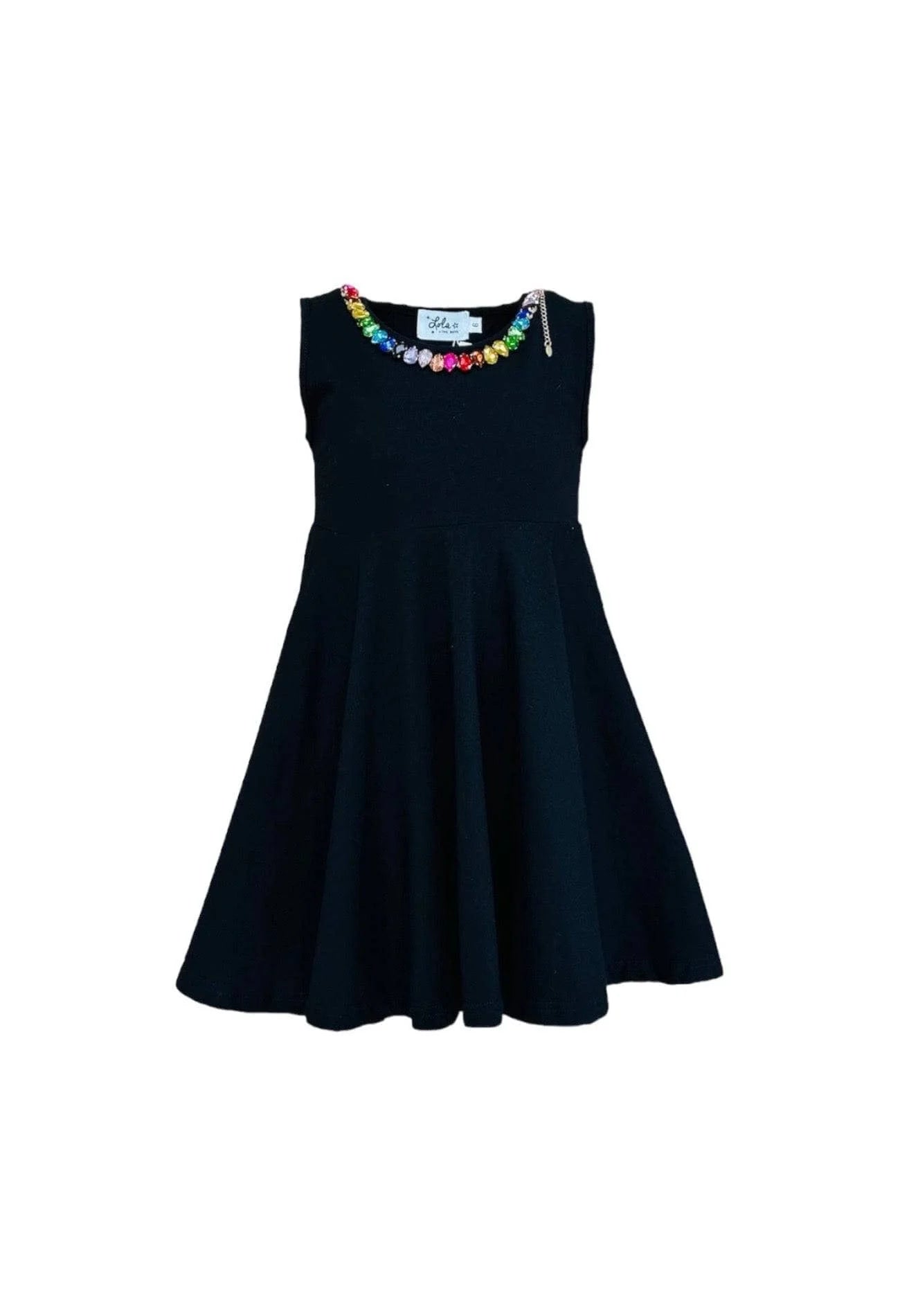 Lola & The Boys Black Rainbow Gem Tank Dress for Girls | Sparkling Summer Outfit for Parties, Beach & Playdates