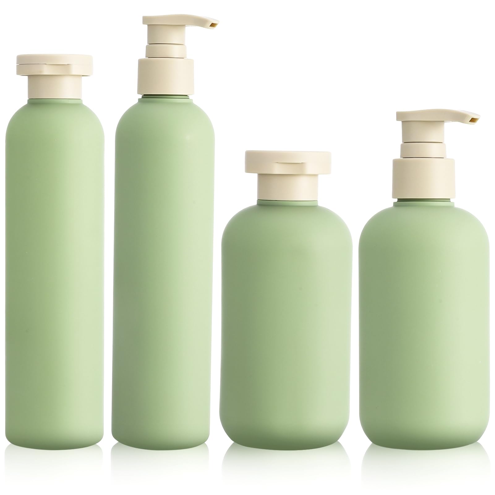 4-Pack Refillable Travel Squeeze Bottles with Flip Cap & Pump - 200ML/260ML Leak-Proof Toiletry Containers for Shampoo, Lotion, Cream & Body Wash | Perfect for Air Travel, Gym, Camping & Vacation Essentials