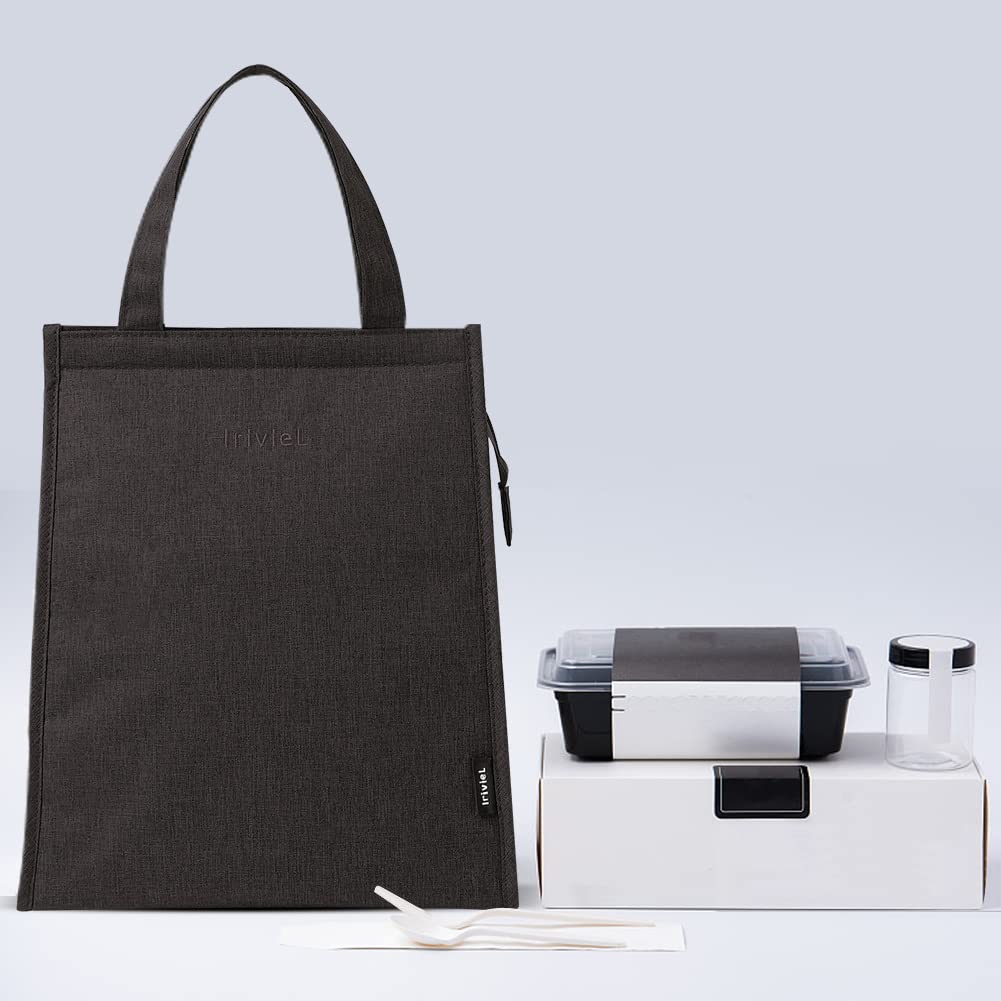 Insulated Reusable Lunch Bag for Men & Women - Black Zippered Tote Lunch Box for Work, School & Outdoor Activities | Eco-Friendly & Leak-Proof Food Container