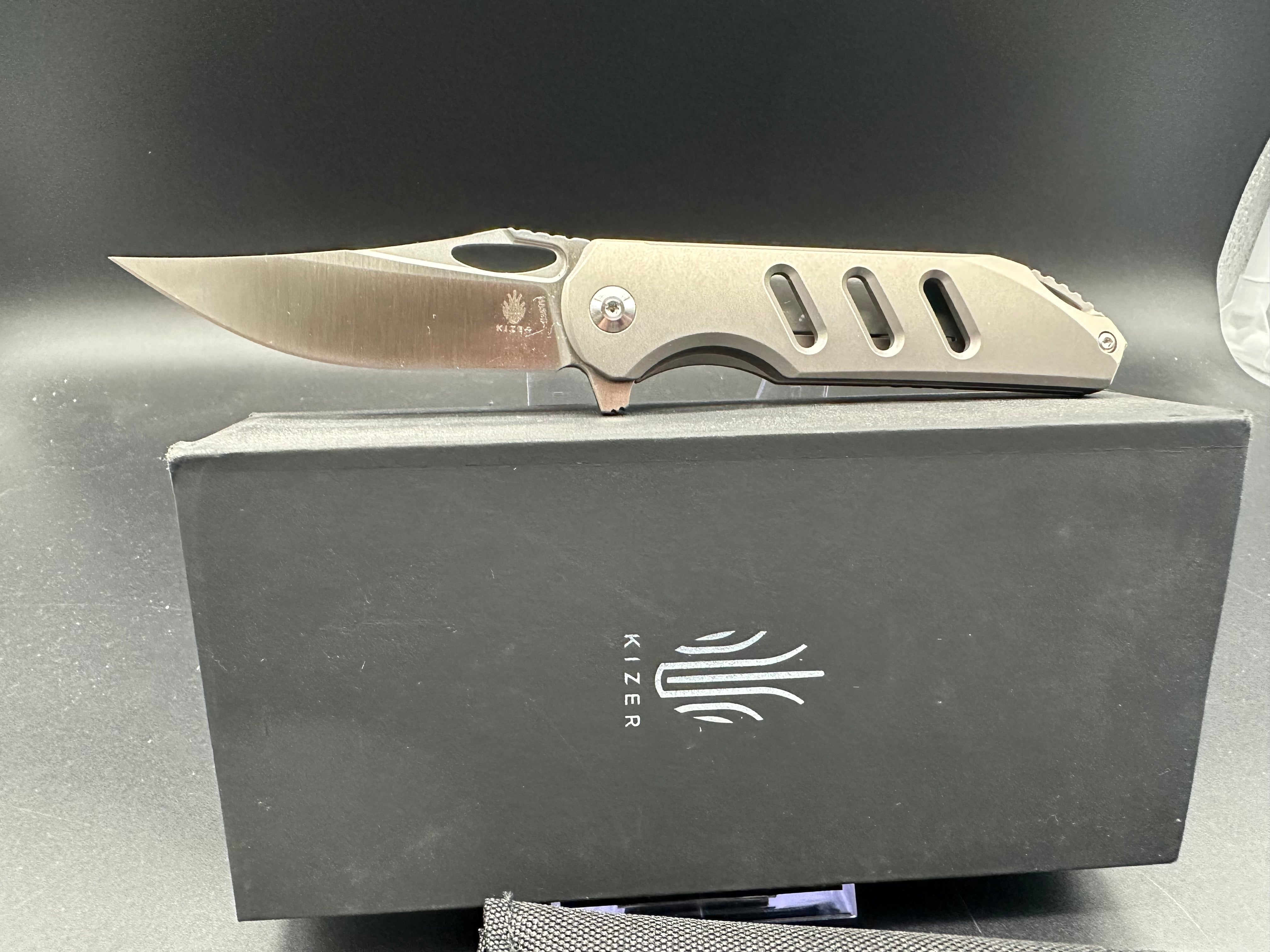 Kizer Assassin Frame Lock Flipper Knife - Premium Titanium Folding Pocket Knife with 3.15