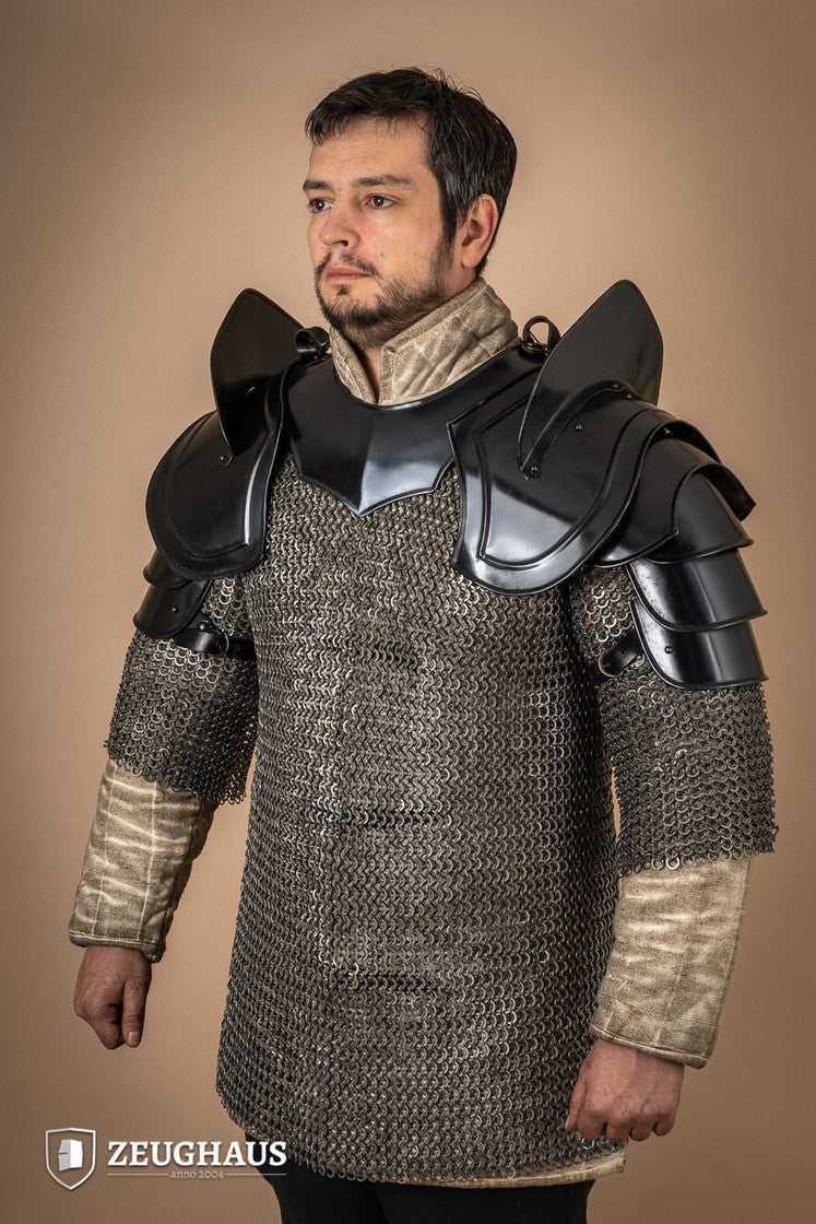 Pauldrons Warrior with Bladebreakers Burnished - Medieval Armor Shoulder Guards for Cosplay, LARP & Renaissance Fairs - Perfect for Costume Parties & Historical Reenactments