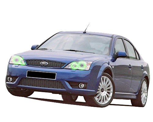 Flashtech LED RGB Multi-Color Halo Ring Headlight Kit with Bluetooth RF Remote & App Control - Compatible with Ford Mondeo 2000-2007 | Customizable Car Lighting for Night Driving & Car Shows