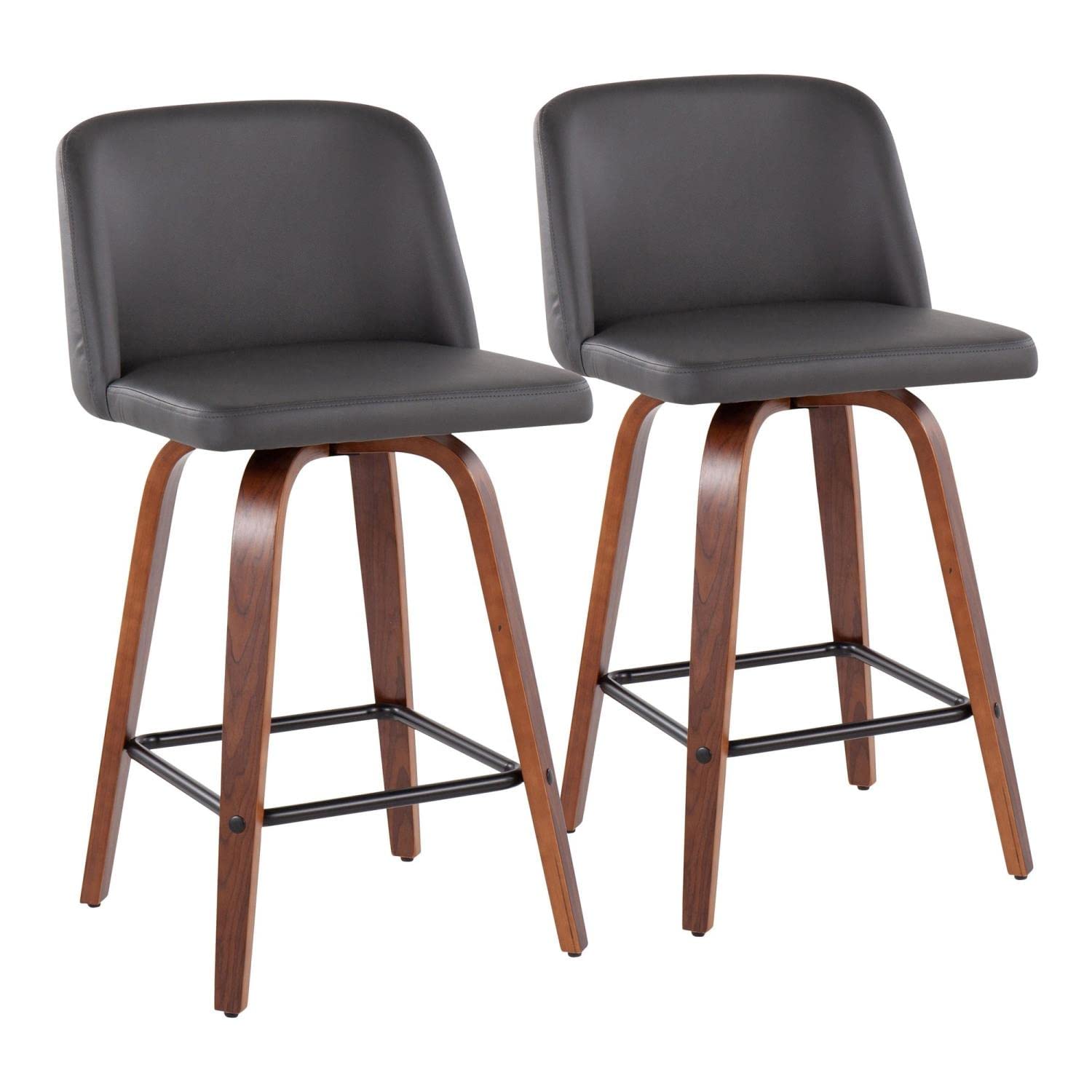 LumiSource Toriano Counter Stools Set of 2 - Modern Kitchen Counter Height Chairs & Bar Stools for Kitchen Island, Breakfast Bar, and Dining Area
