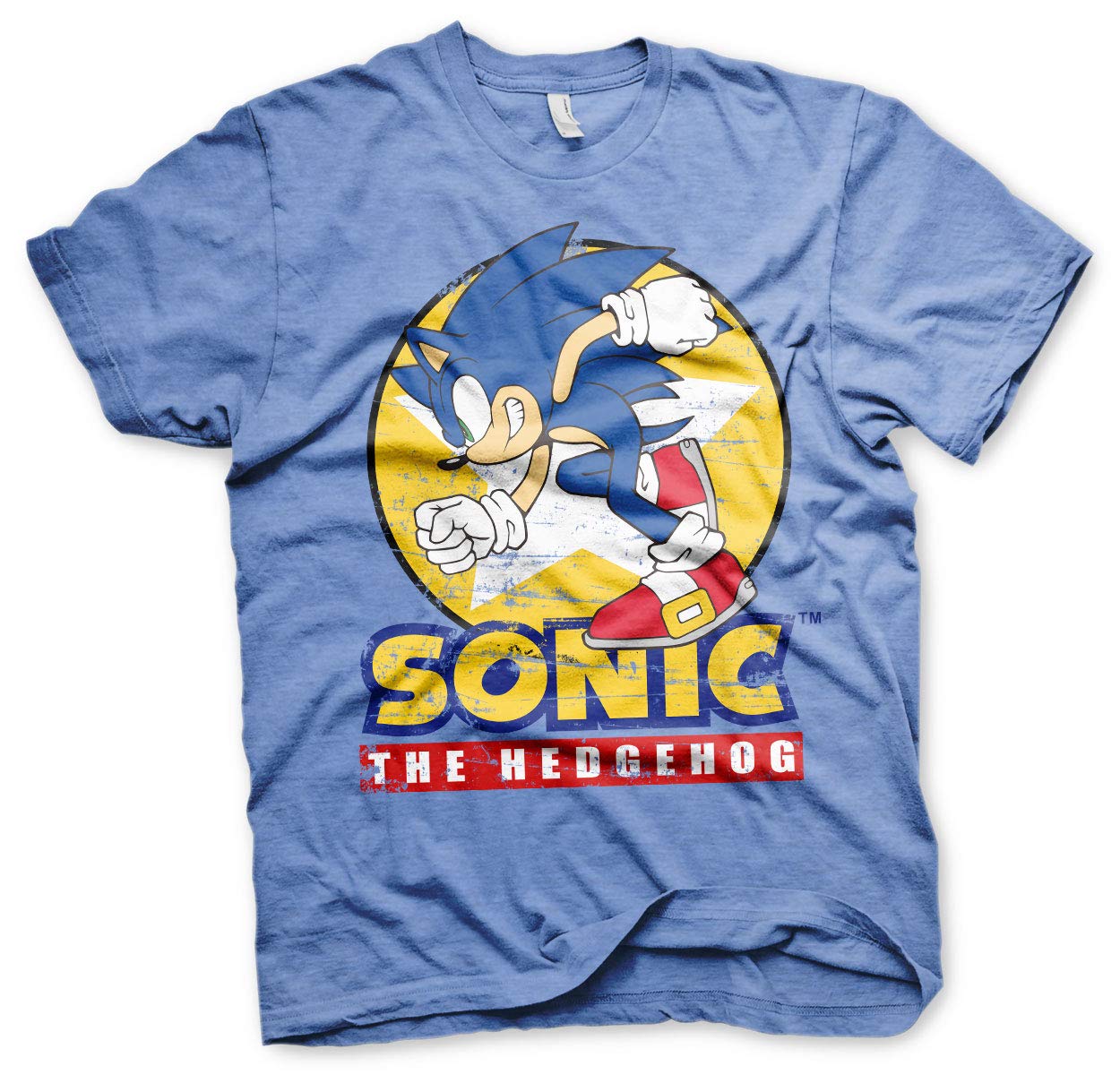 Official Sonic The Hedgehog Men's T-Shirt - Fast Sonic Graphic Tee (Blue Heather, Large) | Comfortable Casual Wear for Gaming Fans & Everyday Outfits