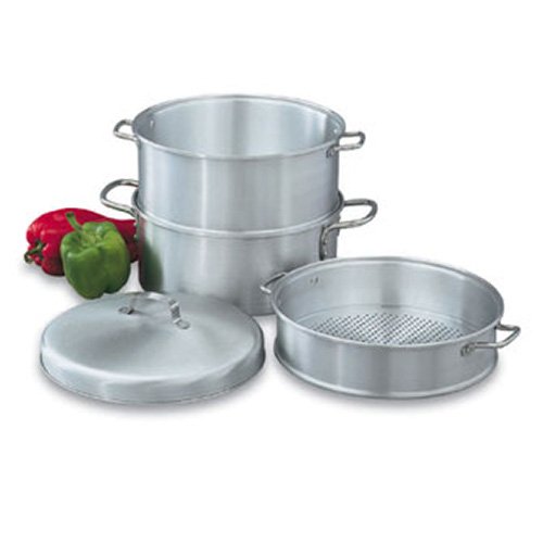 Vollrath 68125 3-Tier Aluminum Vegetable Steamer Pot - Perfect for Healthy Cooking, Meal Prep & Large Batch Steaming at Home or Restaurant