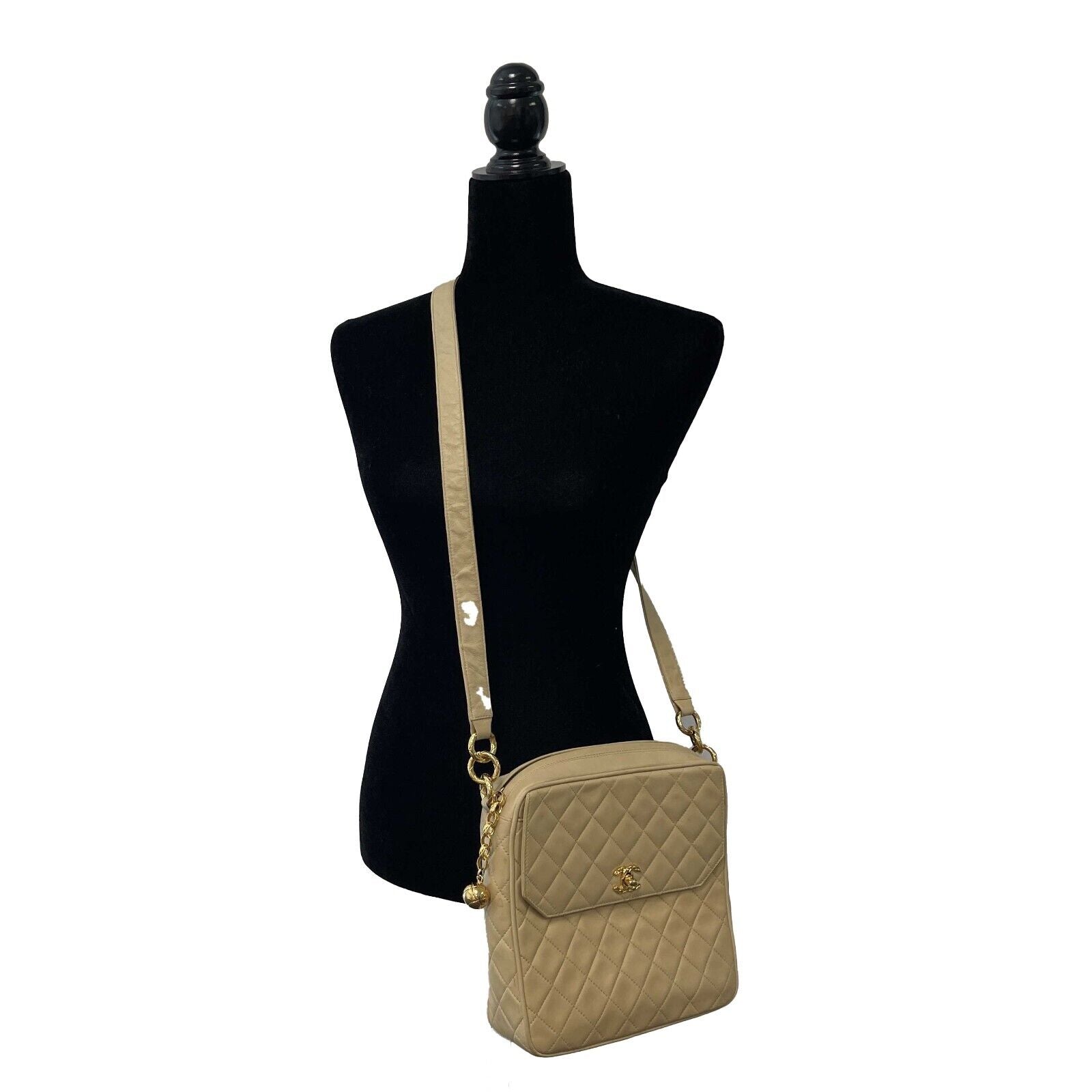 Vintage CHANEL 90s Square Front Pocket Camera CC Small Crossbody Shoulder Bag - Perfect for Everyday Use, Date Night & Fashion Events