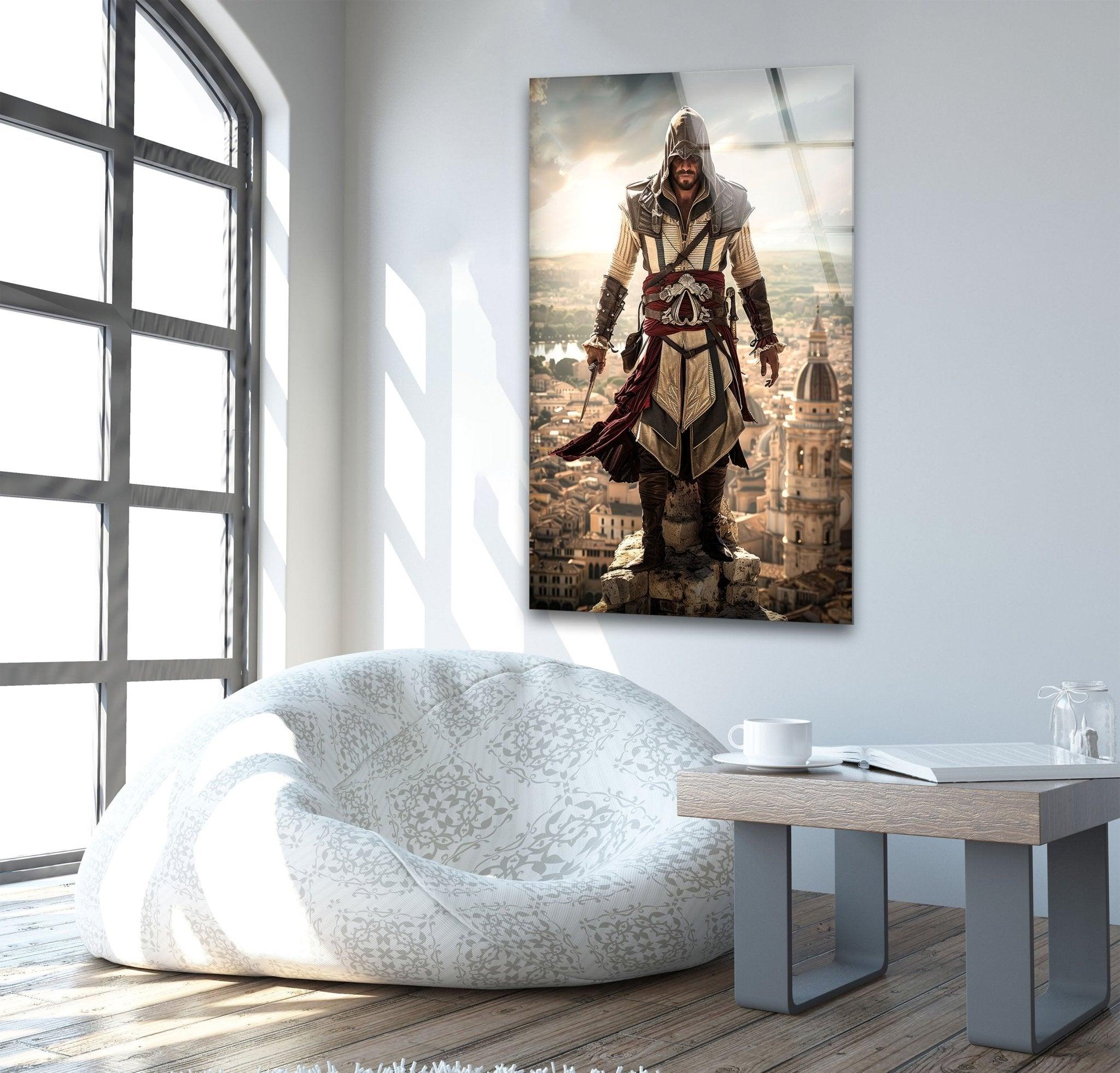 Assassin's Creed Movie Inspired Glass Wall Art Decor - Premium Tempered Glass Print for Home, Office, or Gaming Room - Perfect for Fans of Video Game and Action Movie Collectibles