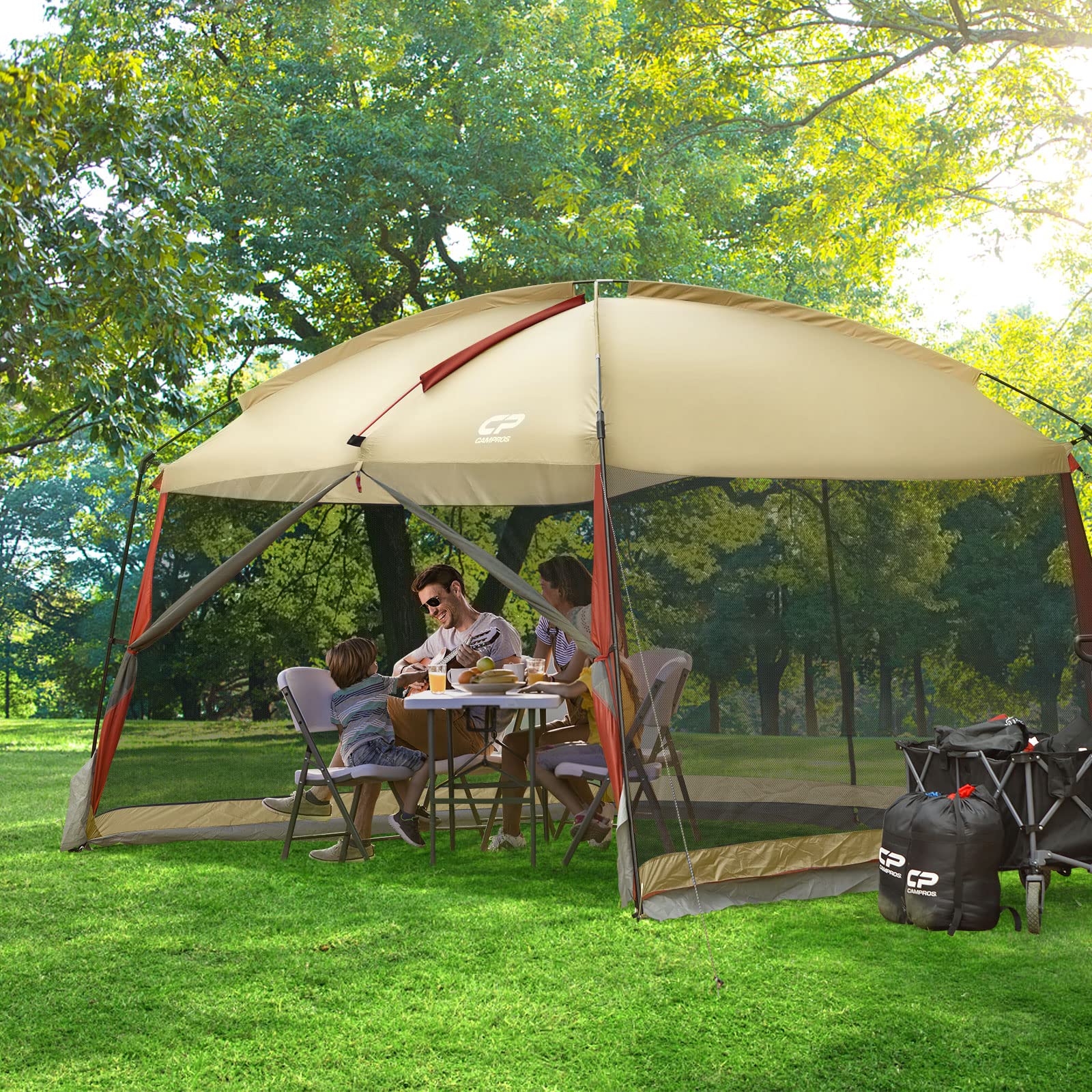 12x10 Ft CAMPROS Screen House Tent - Mesh Net Wall Canopy Shelter for Camping, Patios & Outdoor Activities | Perfect for Backyard BBQs, Picnics & Bug-Free Relaxation