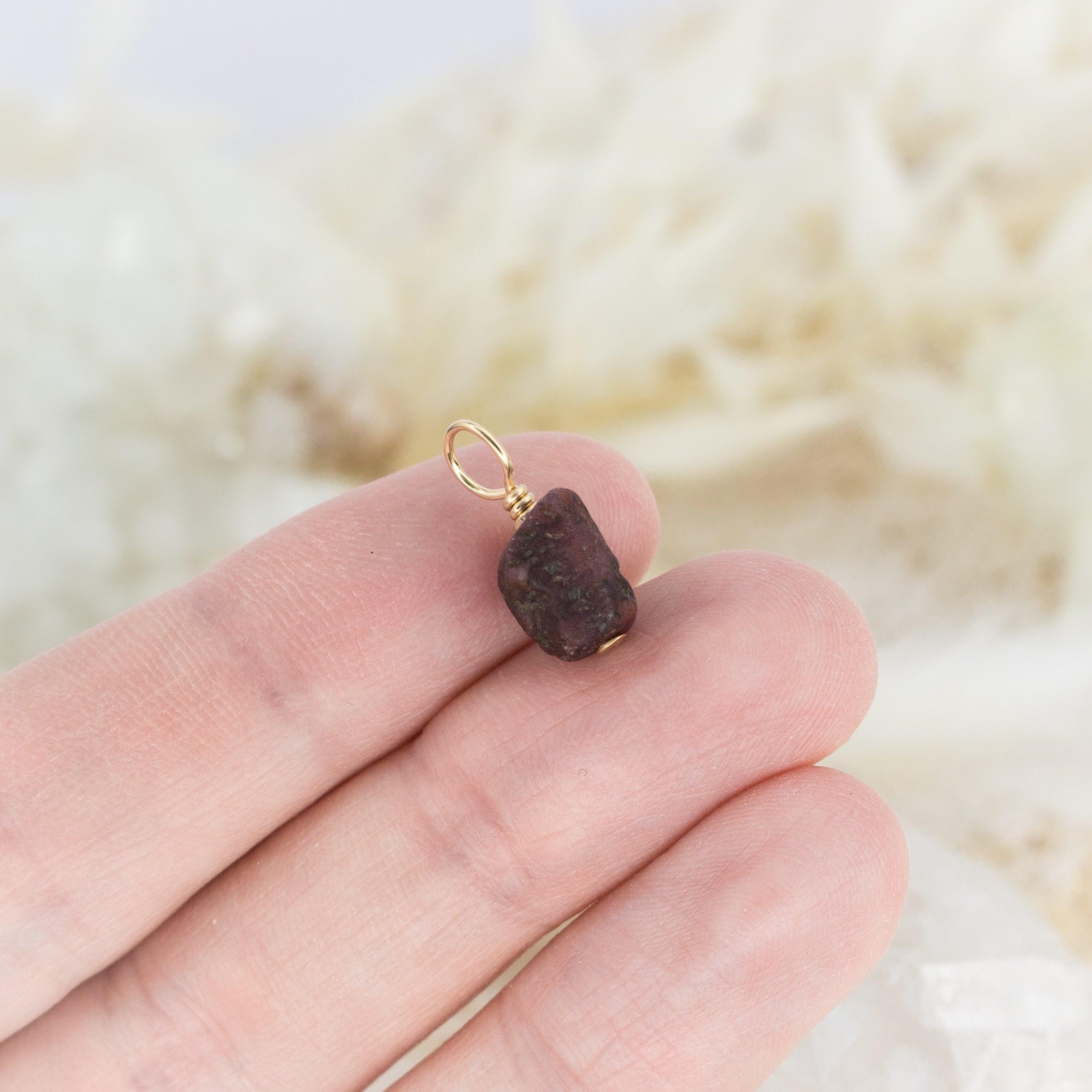 Natural Tiny Raw Ruby Crystal Pendant Necklace - Uncut Gemstone Jewelry for Women & Men - Perfect for Boho Style, Meditation & Spiritual Healing