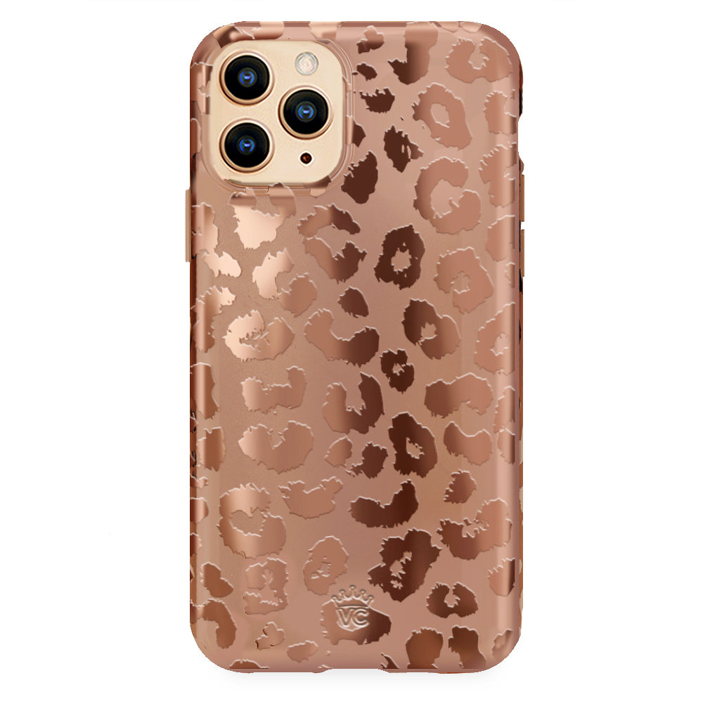 Bronze Chrome Leopard Print iPhone Case - Stylish Protective Cover for iPhone 13/14/15 Pro Max | Perfect for Fashion Lovers & Wild Animal Print Enthusiasts