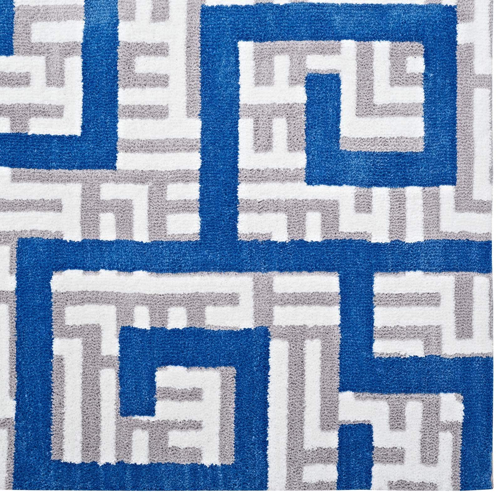 Modern Contemporary Urban Design Blue Area Rug - Non-Slip Living Room Carpet Runner for Lounge, Bedroom & Hallway - Soft Fabric Floor Mat for Home Decor