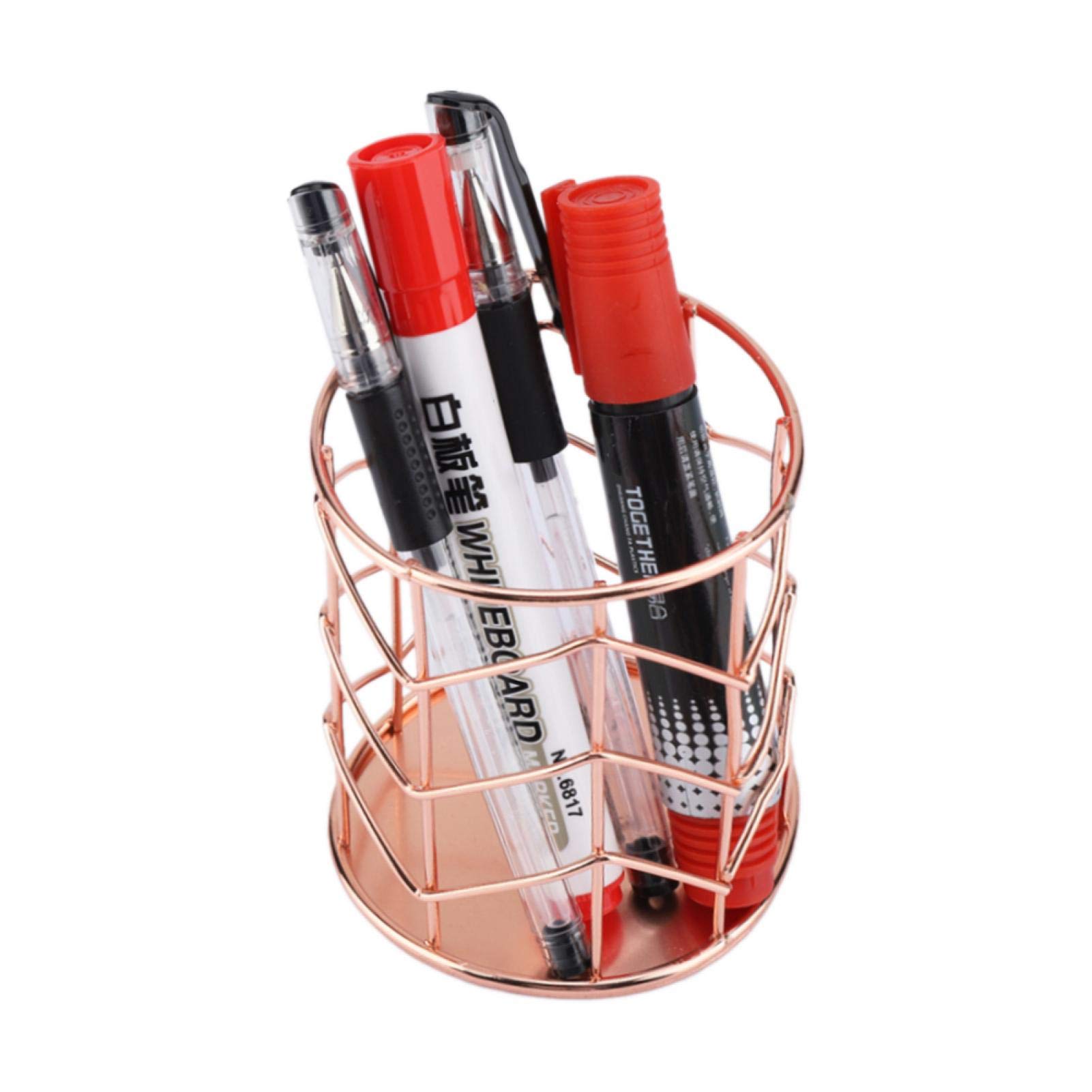 Weiyirot 3.14 x 3.93 Inch Rose Gold Pen Organizer - Pencil Holder for Pens, Chopsticks & Makeup Brushes - Perfect for School, Office & Kitchen Organization