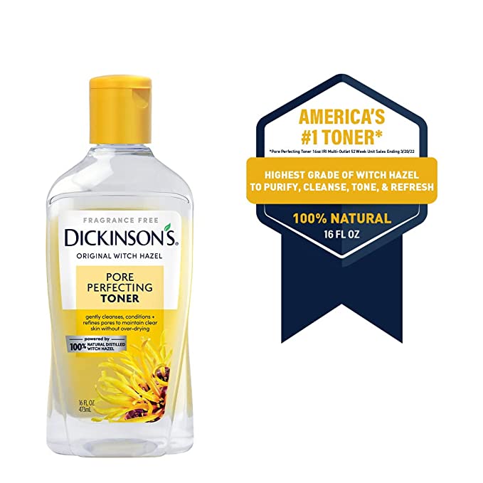 Dickinson's Witch Hazel Toner 16 fl oz - Alcohol-Free Facial Toner for Acne, Oily Skin & Pores - Hydrating & Soothing for Daily Skincare Routine