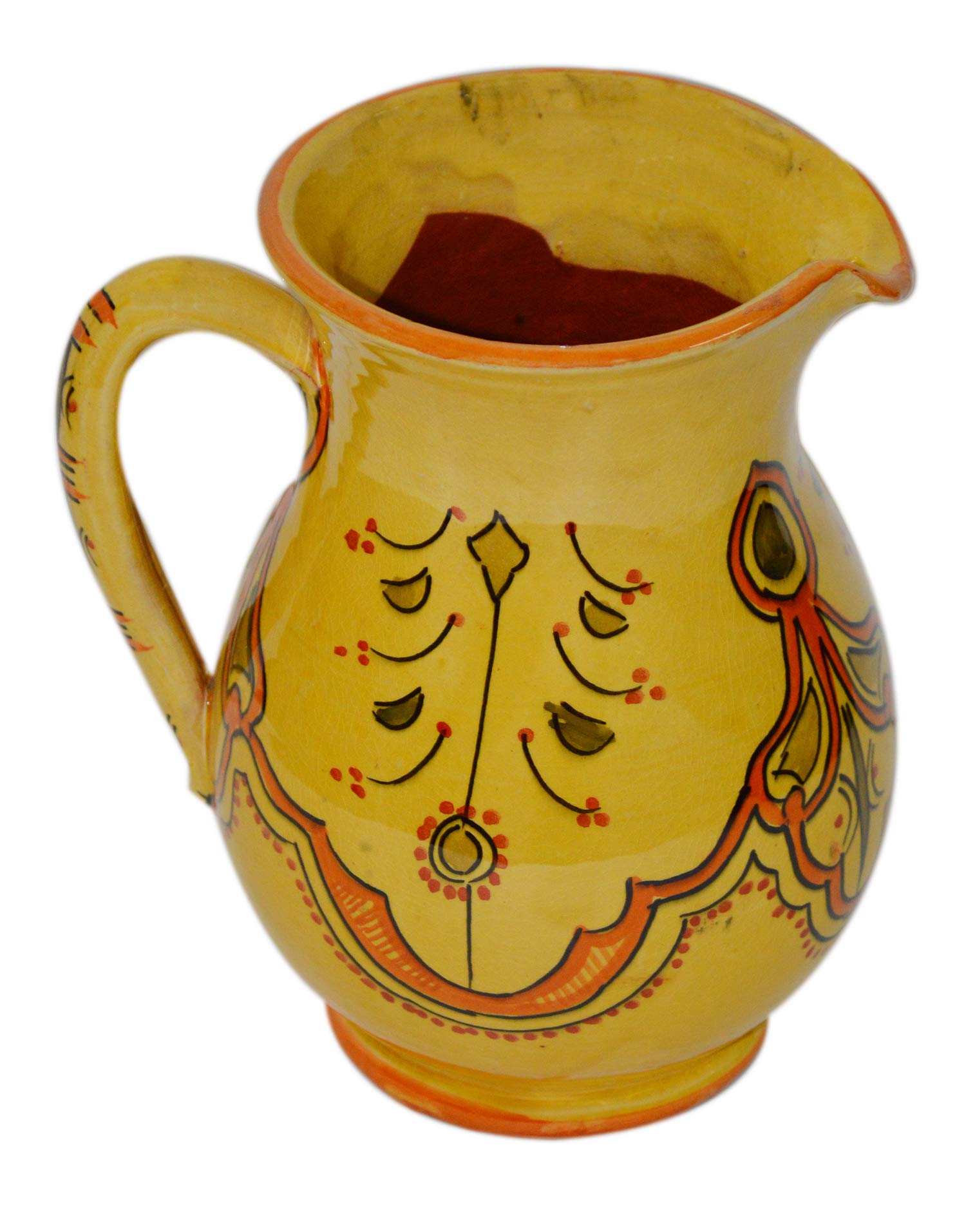 Handmade Moroccan Ceramic Pitcher - 58 oz Sangria Carafe & Beverage Dispenser for Easy Pouring | Perfect for Parties, Picnics & Outdoor Entertaining