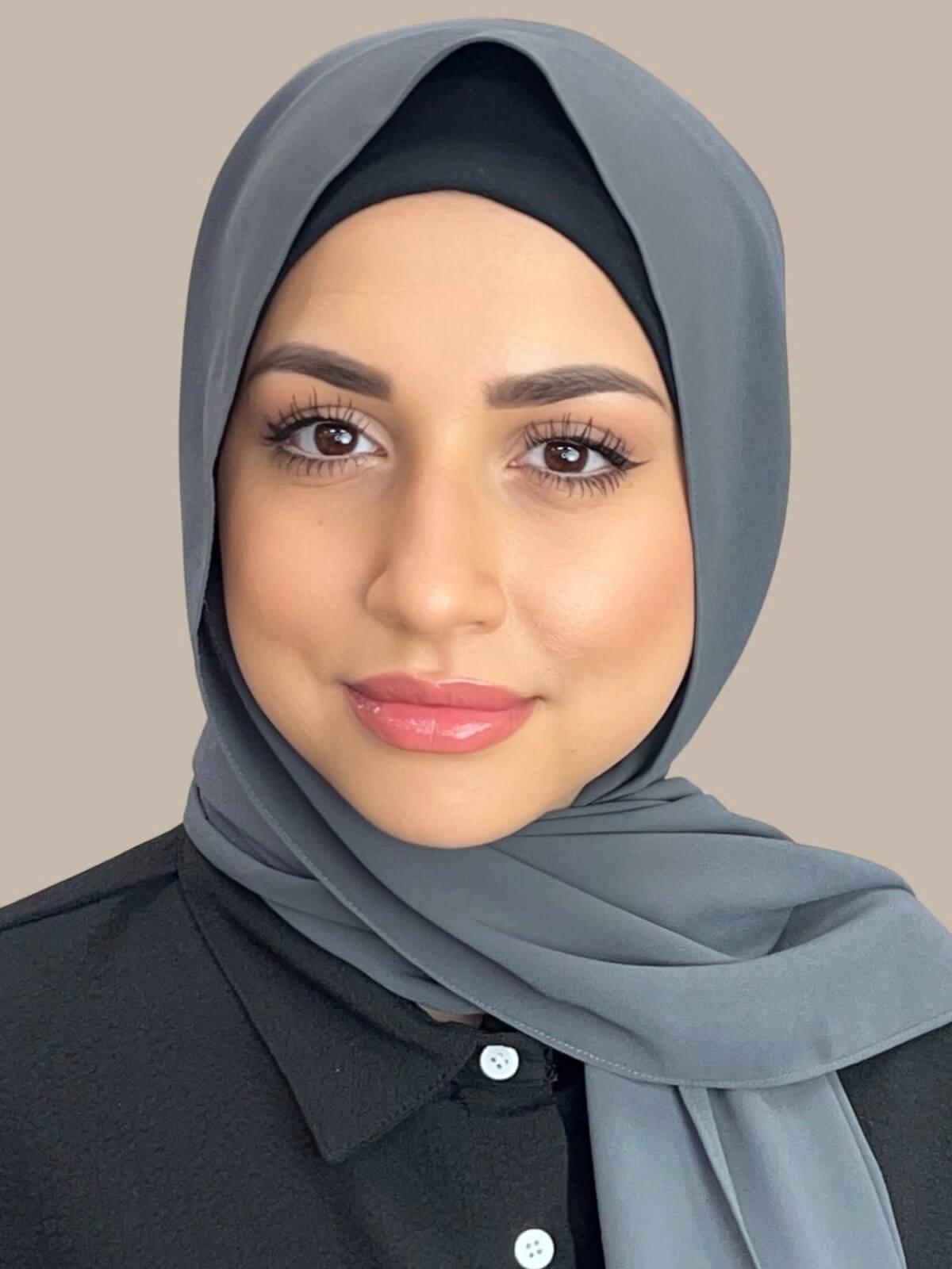 Elegant Ash Grey Chiffon Hijab - Soft & Breathable Scarf for Women - Perfect for Daily Wear, Prayer, and Special Occasions