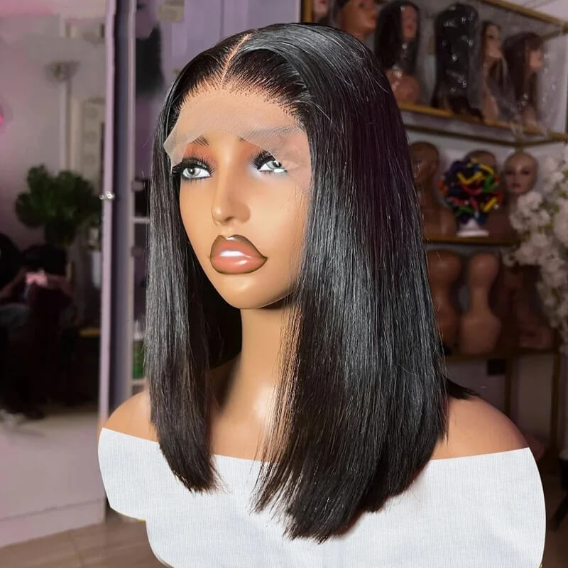18inch 13x4 Lace Frontal Curly Bob Wig & 14inch Straight 4x4 Bob Wig Set - 180% Density Human Hair Wigs Bundle Deal | Perfect for Daily Wear, Cosplay, and Special Occasions