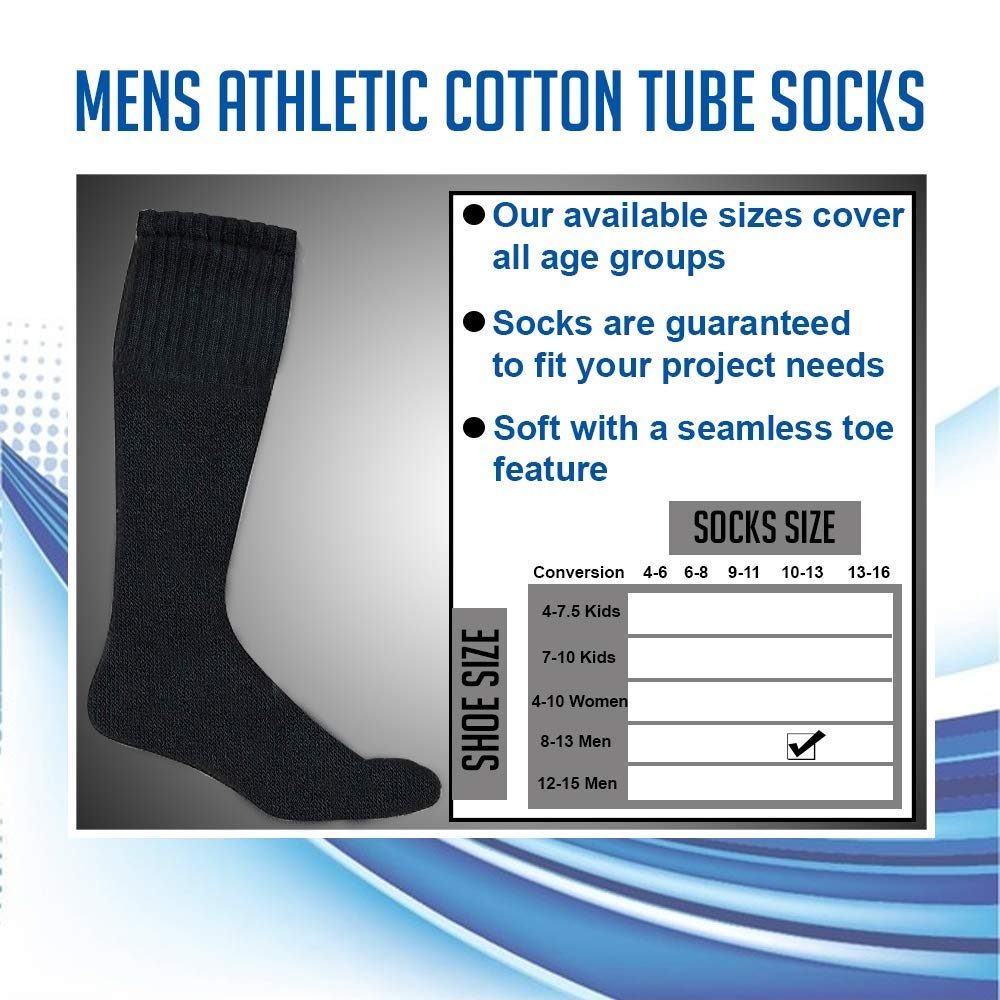 36 Pairs Men's Long Tube Socks - Yacht & Smith 30 Inch Cotton Athletic Socks for Men (Size 10-13) - Perfect for Running, Hiking, Sports & Casual Wear