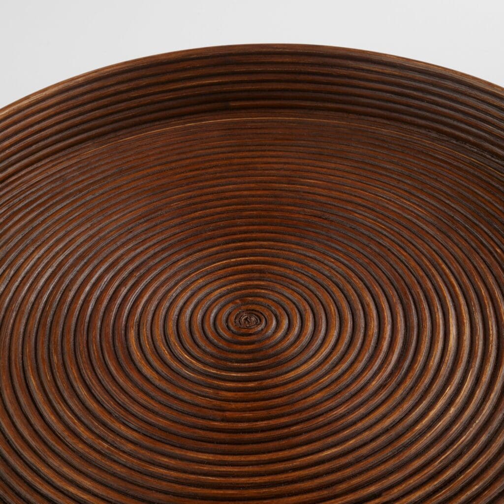 Cyan Design 11718 Papeete Round Tray - Small Brown Wooden Decorative Serving Tray for Coffee Table, Living Room, or Dining Room Decor