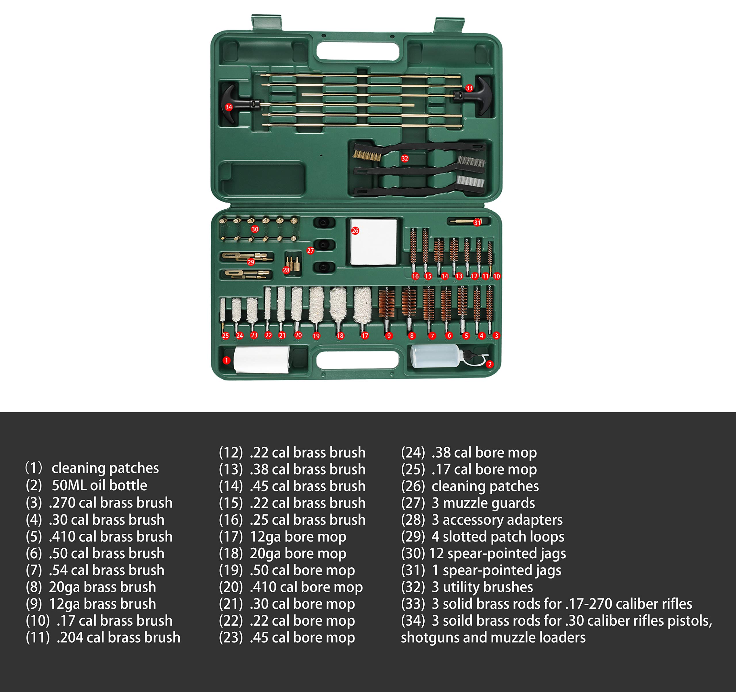 Universal Gun Cleaning Kit for All Calibers - Complete Cleaning Supplies with Portable Carrying Case - Perfect for Rifle, Pistol, and Firearm Maintenance at Home or Range
