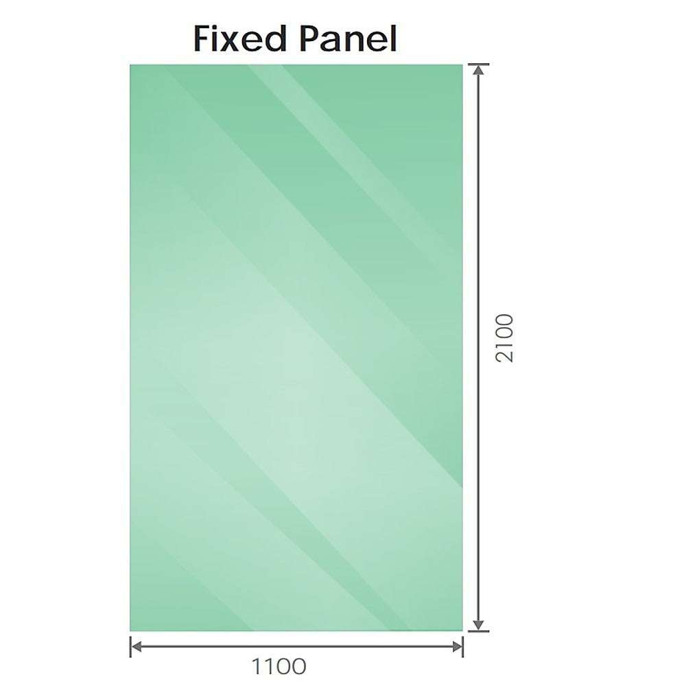 110x210cm Frameless Glass Shower Screen with Nickel U Brackets - Wall & Floor Mounted for Bathroom, Spa & Luxury Home Use