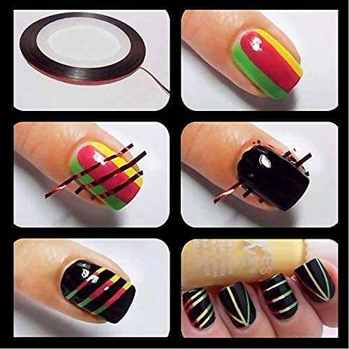 NAILWIND Nail Art Tip Sticker & Striping Tape Set - 10PC Gold & Silver Foil Decorative Nail Stickers for DIY Manicure - Perfect for Parties, Weddings, and Salon Nail Designs