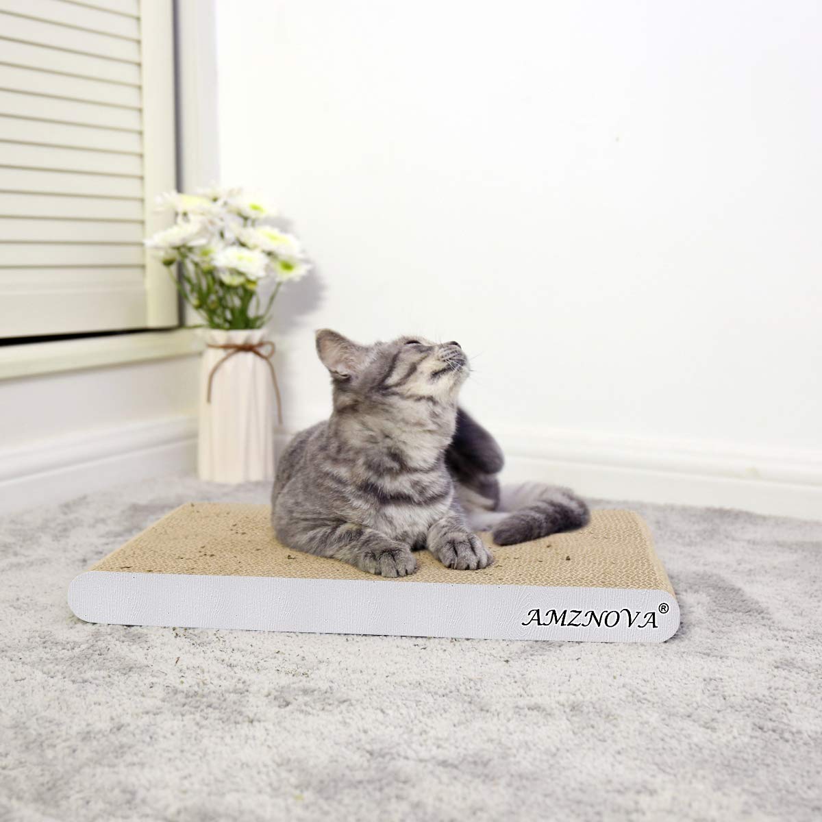 Premium Cardboard Cat Scratcher & Lounge - Extra Wide Ivory Scratching Pad for Cats | Durable Cat Toy with Multiple Angles | Perfect for Indoor Play, Furniture Protection & Stress Relief