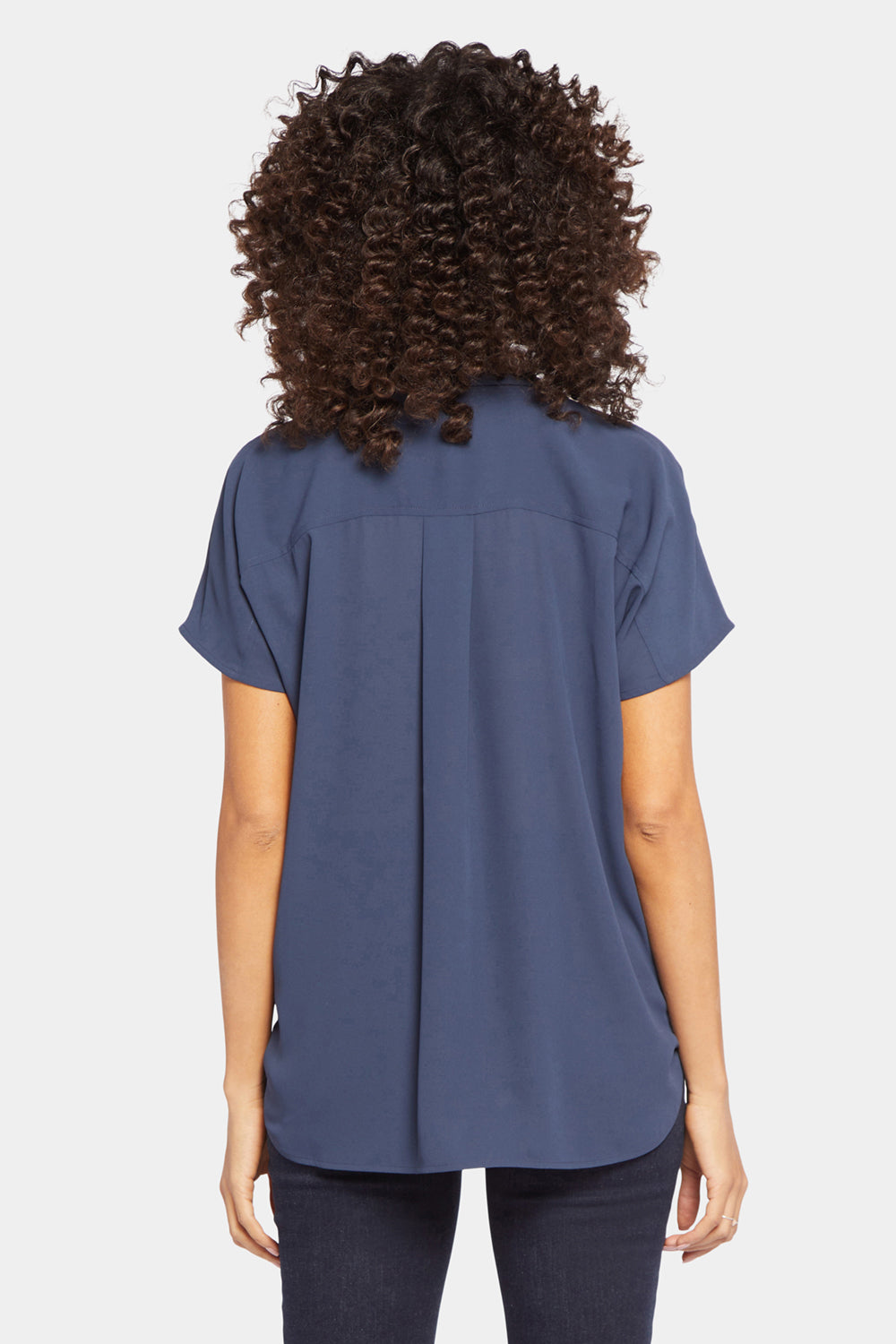 Becky Women's Short Sleeve Oxford Shirt - Classic Navy Blue Button Down Top for Work, Office & Casual Wear
