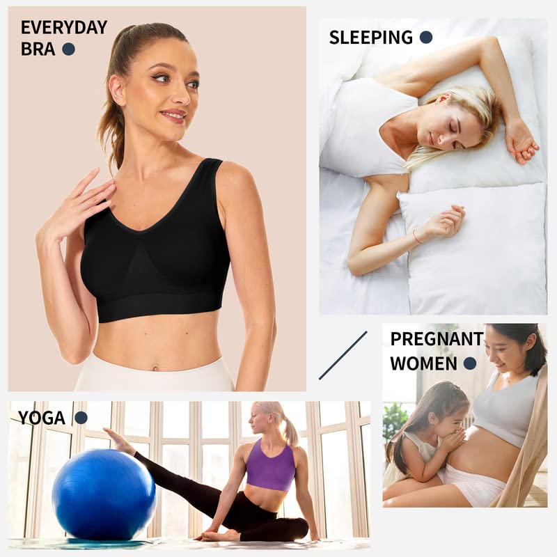 BESTENA Comfort Bra for Women - Seamless Wireless Sleep Bra with Removable Pads, Yoga & Sports Bra - Perfect for Sleeping, Lounge Wear, Yoga, Gym Workouts & Everyday Comfort