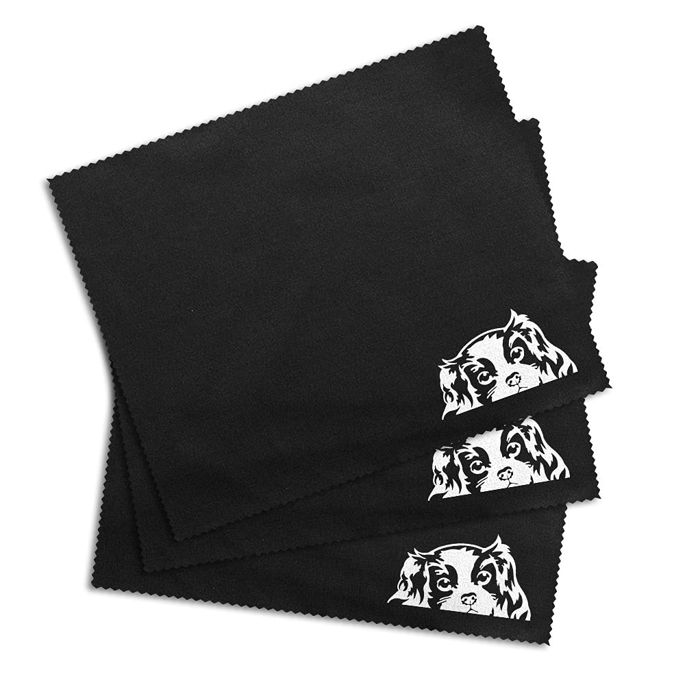 WIRESTER 3 Pack Microfiber Cleaning Cloths 7.1 x 5.9 Inches for Glasses, Phone Screens, Laptops, Cameras - Soft Scratch-Free Lens Cleaning - Perfect for Home, Office & Travel Accessories (Cavalier King Charles Spaniels Design)
