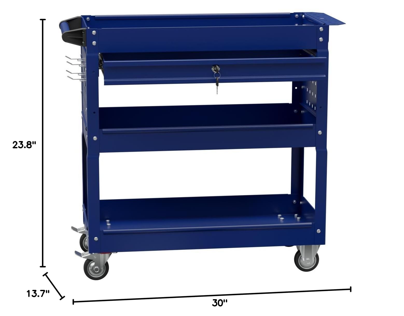 3-Tier Heavy-Duty Rolling Tool Cart with Locking Drawers - Mobile Utility Service Cart for Garage, Workshop & Warehouse Organization - Perfect for Mechanics, Contractors & DIY Home Repairs