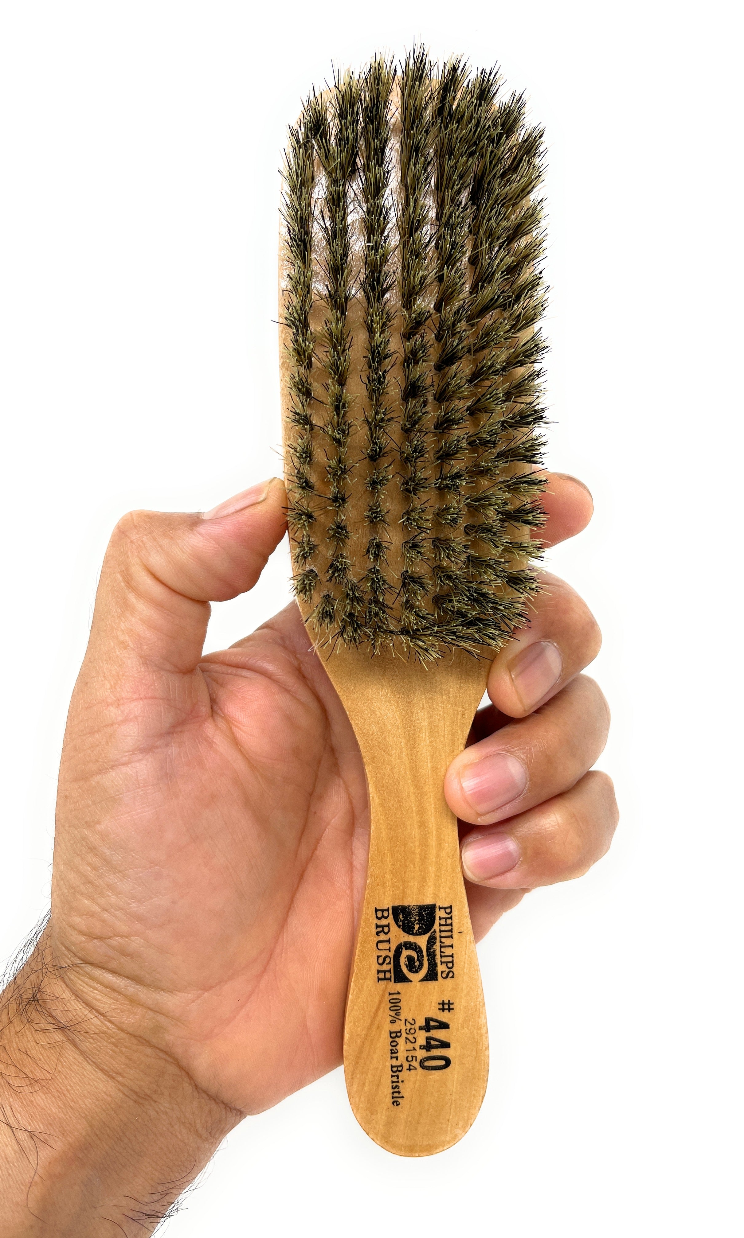 Philips Brush 440 The Wave Hair Brush - 7 Row Pure Soft Bristle with Wooden Handle for Smooth Detangling & Styling | Perfect for Curly, Wavy & Thick Hair at Home or Salon
