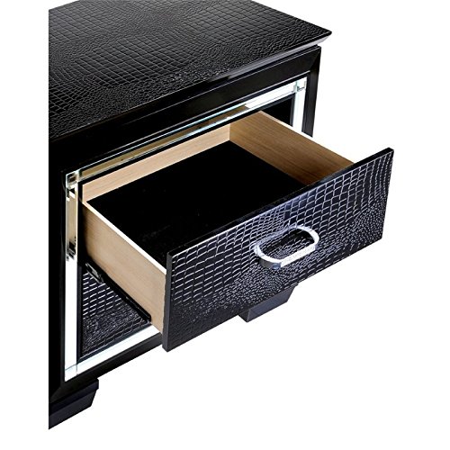 Furniture of America Rachel Solid Wood 2-Drawer Nightstand in Black - Modern Bedside Table for Bedroom, Living Room & Guest Room Storage