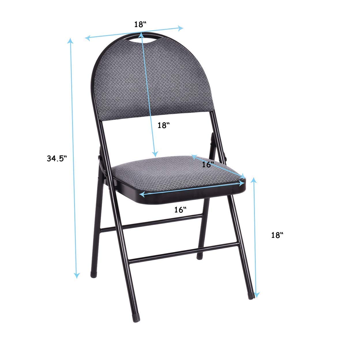 Casart 6-Pack Folding Chairs Set - Double Hinged Fabric Dining Chairs with Padded Seat & Back, Sturdy Metal Frame & Built-in Handle - Perfect for Home, Office, Parties & Events (Gray) - Space-Saving & Comfortable Seating Solution