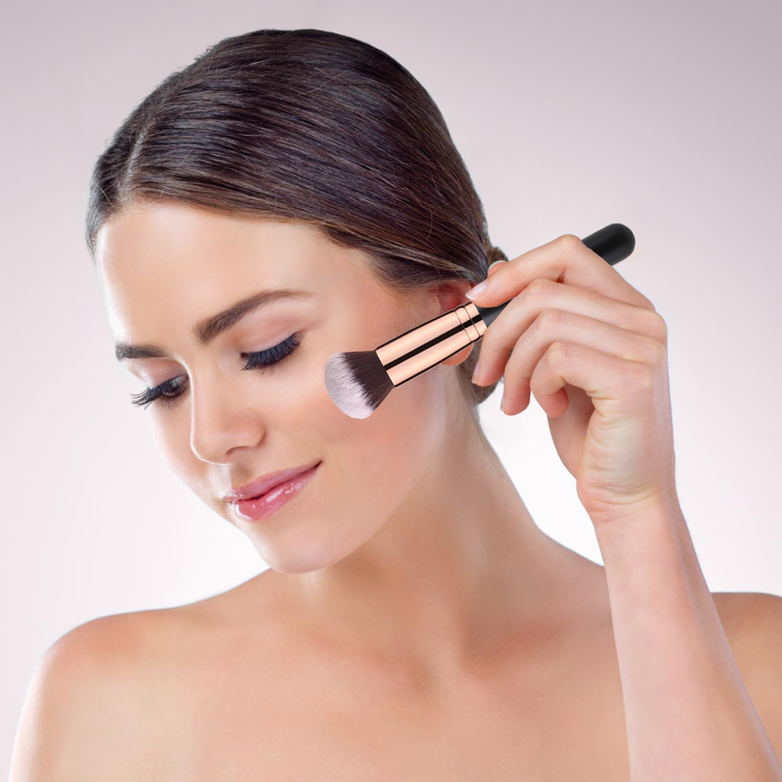 2-Piece Professional Kabuki Foundation Brush Set - Round Top Face & Body Makeup Brush for Liquid, Cream & Powder - Perfect for Blending & Buffing - Ideal for Daily Makeup, Contouring & Professional Use