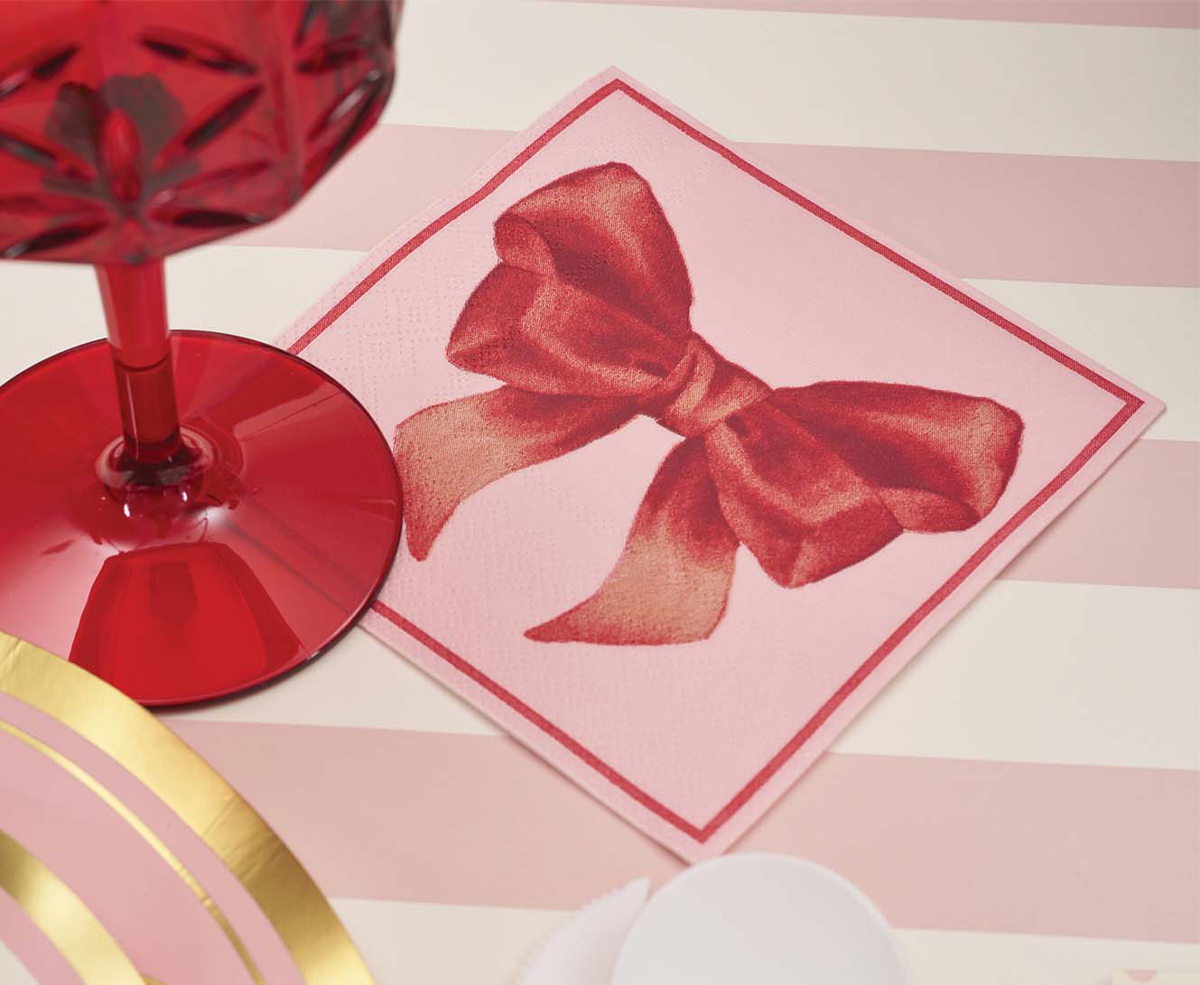 Elegant Pink Bows Cocktail Napkins - Set of 20 Disposable Party Napkins for Weddings, Bridal Showers & Special Occasions