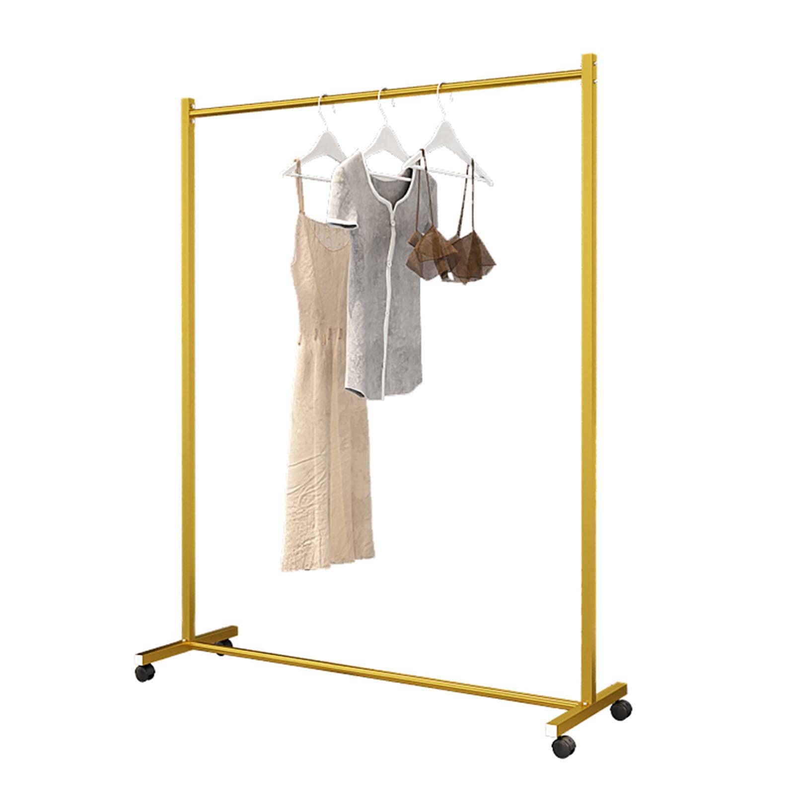 Sturdy Metal Clothes Hanger with Wheels - Freestanding Mobile Garment Rack for Retail Stores, Bedroom & Closet Organization | Heavy-Duty Rolling Clothing Display for Commercial Use & Home Laundry Drying