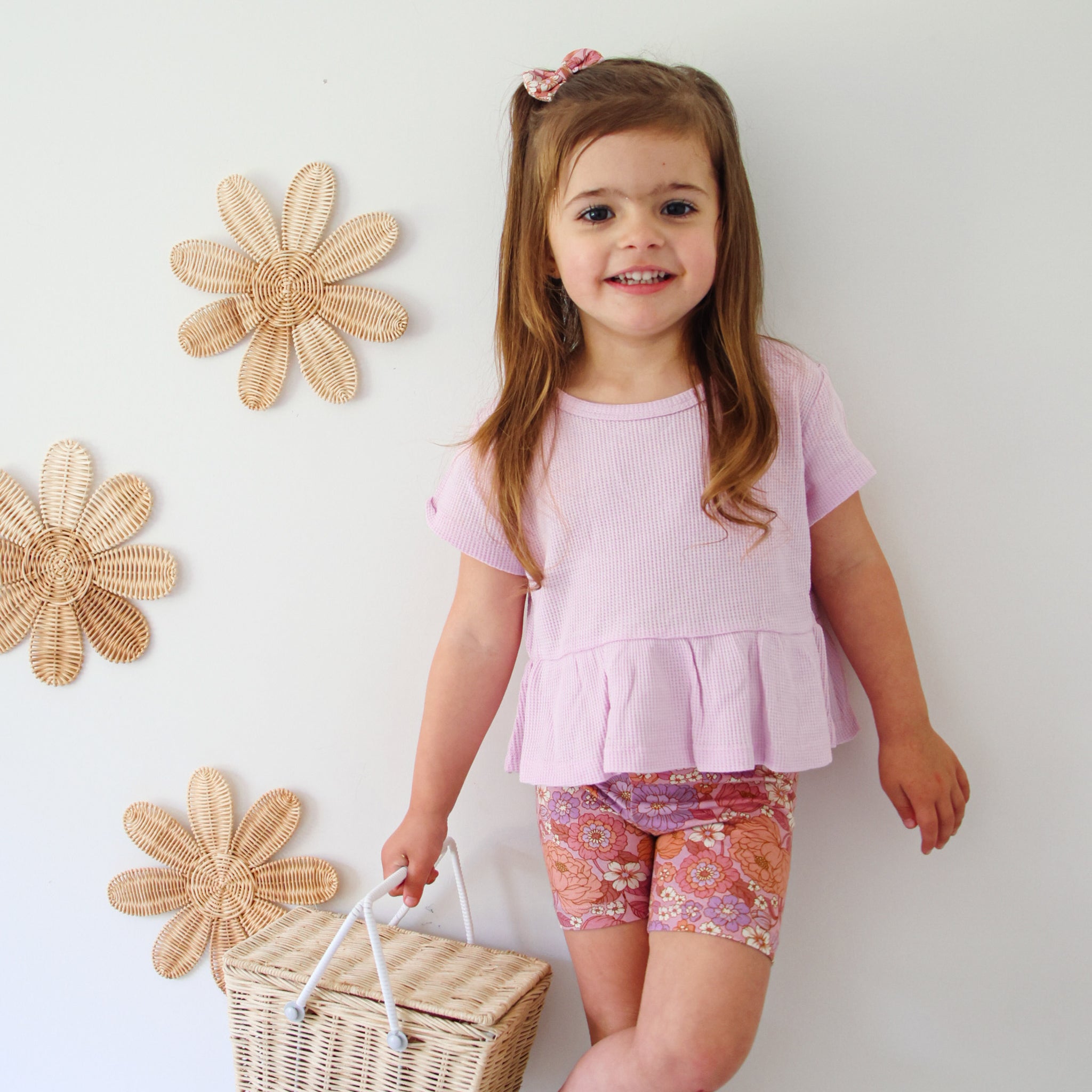 Ruffle Waffle Top Sweetest Lilac - Women's Fashion Blouse for Casual Outings & Date Nights