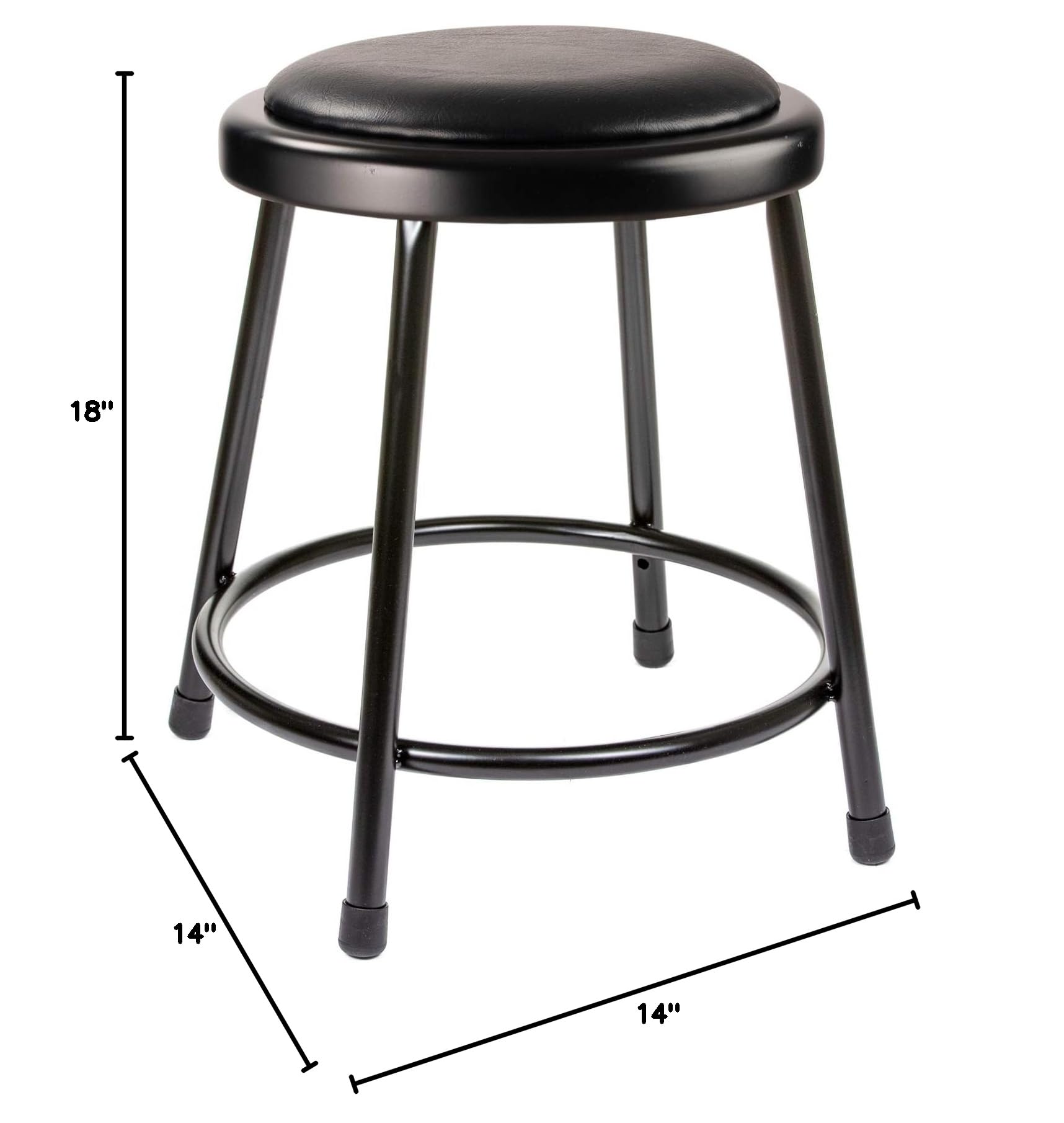 OEF Furnishings (2 Pack) Black Vinyl Padded Stool, 18