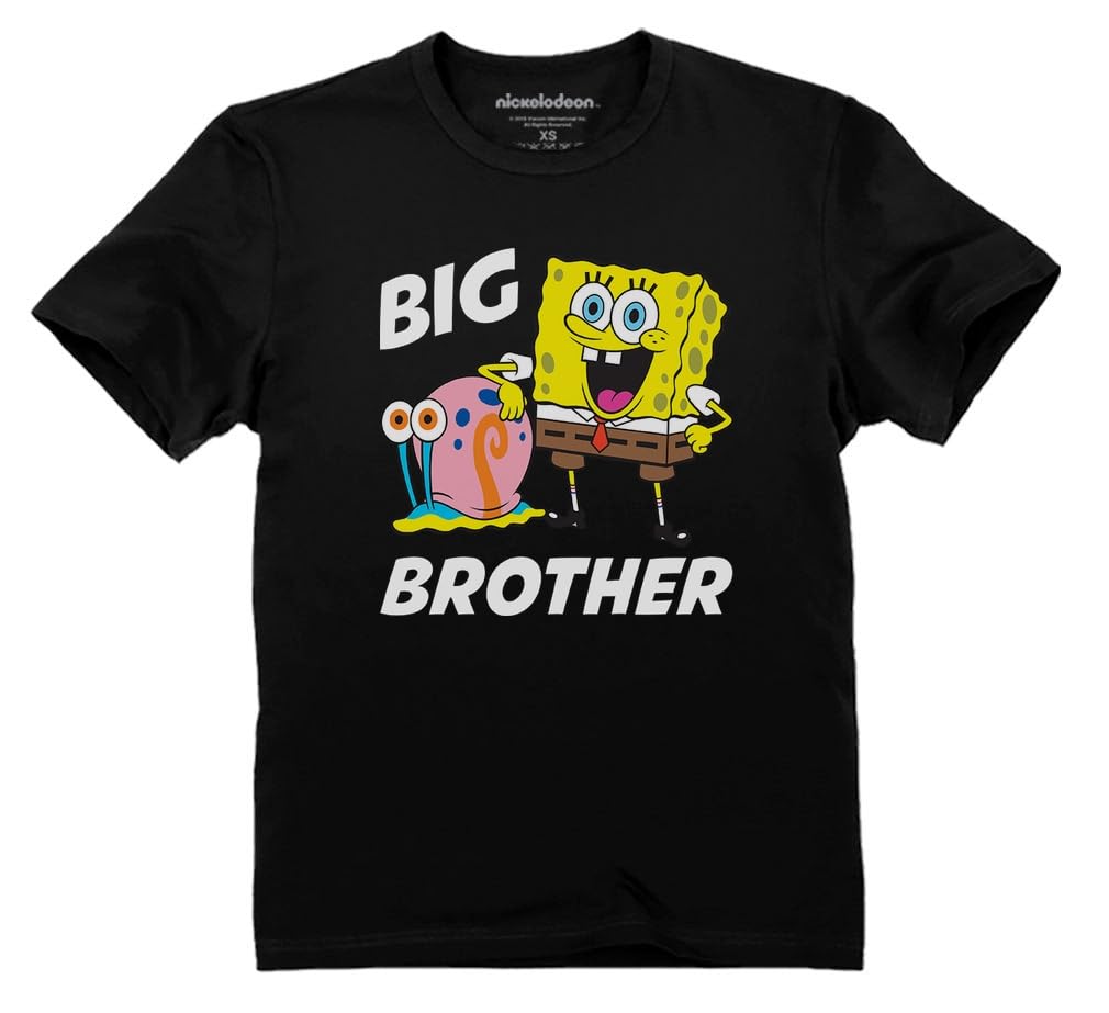 Spongebob and Gary Big Brother Funny Toddler T-Shirt - Cute Cartoon Graphic Tee for Kids - Perfect for Sibling Matching Outfits & Birthday Gifts