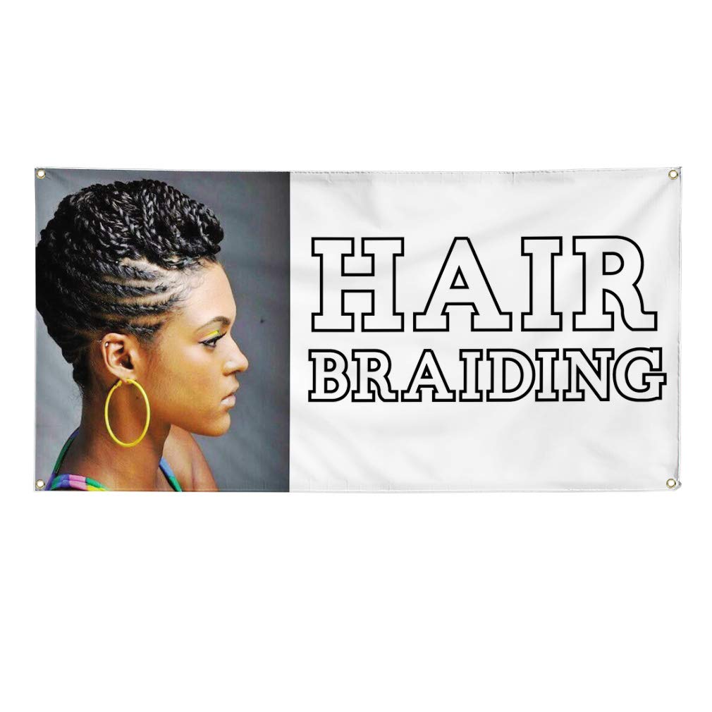 Custom Vinyl Banner 48x96 Inches - Durable Outdoor Weatherproof Sign with 8 Grommets for Hair Braiding Business, Yard Signs & Industrial Advertising | Perfect for Storefronts, Events & Trade Shows