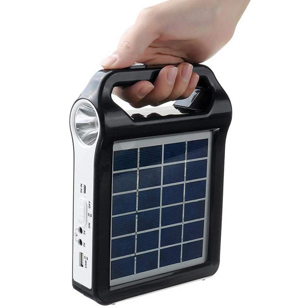 Portable Solar Generator with USB Charger - 6V 9W Solar Panel Power Bank for Camping, Emergency & Outdoor Activities - Rechargeable Solar Power System Kit for Home Use