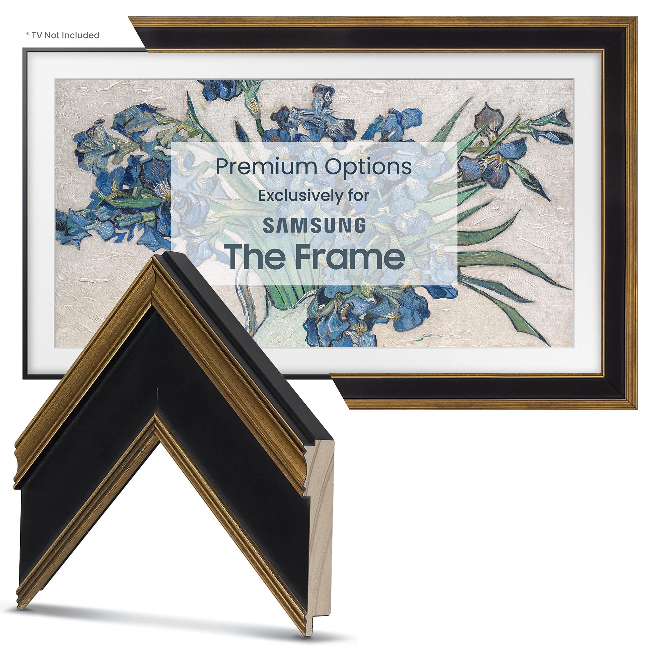 Antique Gold & Black Smart TV Frame for Samsung The Frame TV 32