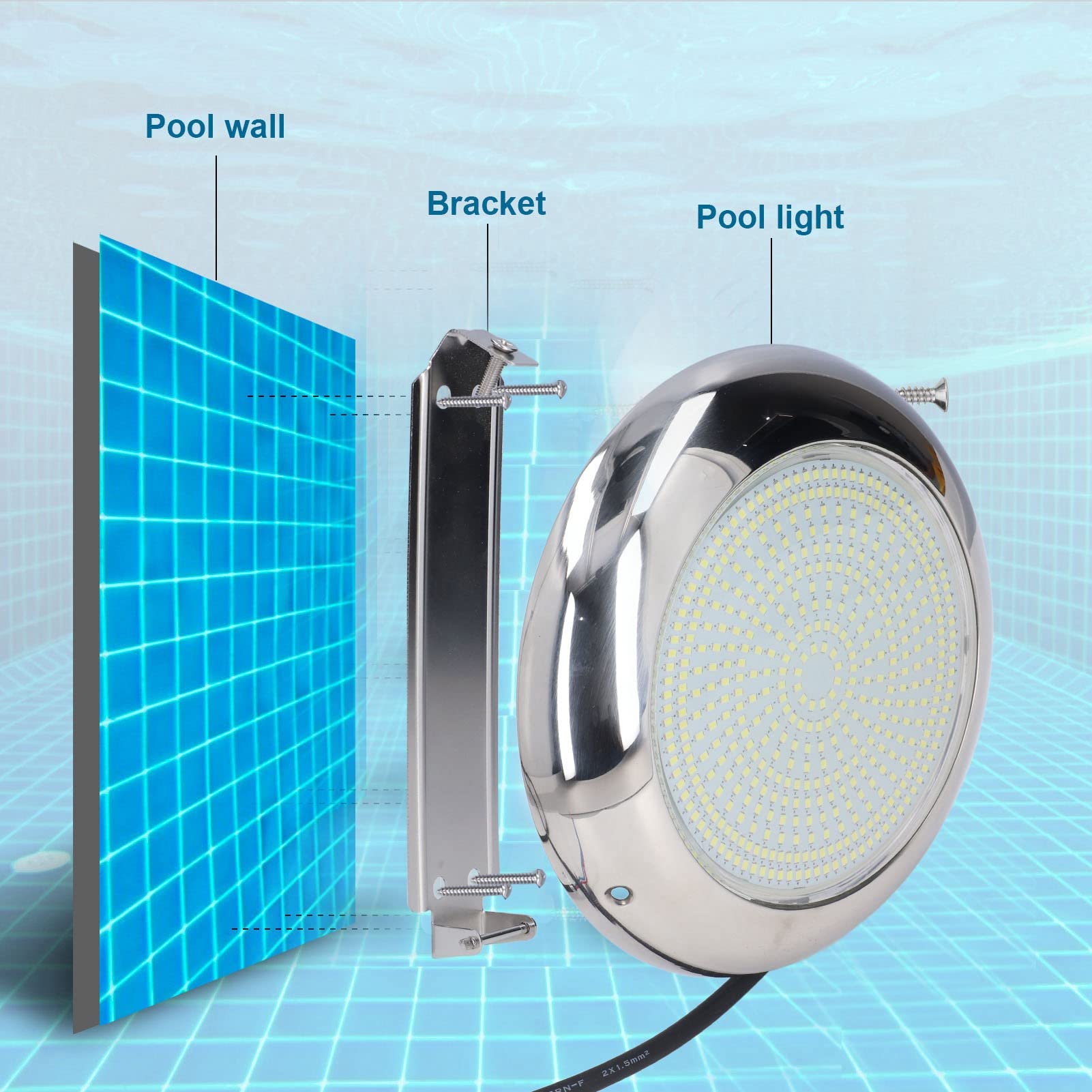 LED Pond Lights, LED Underwater Lights Stainless Steel IP68 Waterproof with 468 Light Chips - Perfect for Swimming Pools, Fountains, and Garden Ponds