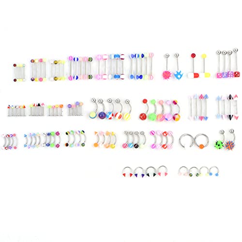 Stainless Steel Body Jewelry Piercing Kit - 20pcs Hypoallergenic Nose, Ear, Lip Rings for Men & Women | Perfect for Piercing Protection & Body Decoration | Gym, Party, Daily Wear
