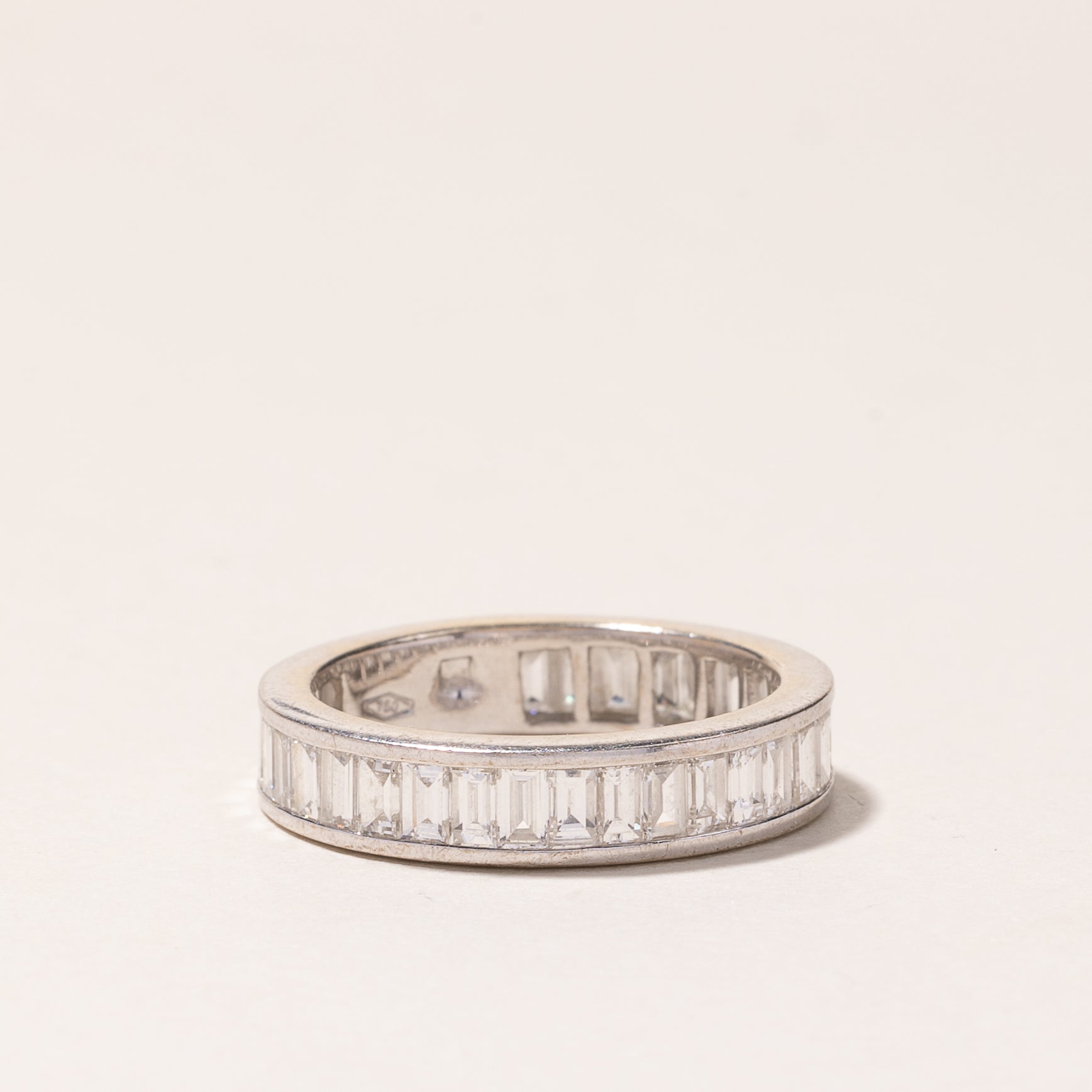 18K White Gold Baguette Cut Diamond Eternity Wedding Band Ring - 2.94ctw Total Weight - Size 6.75 - Perfect for Anniversaries, Engagements & Special Occasions