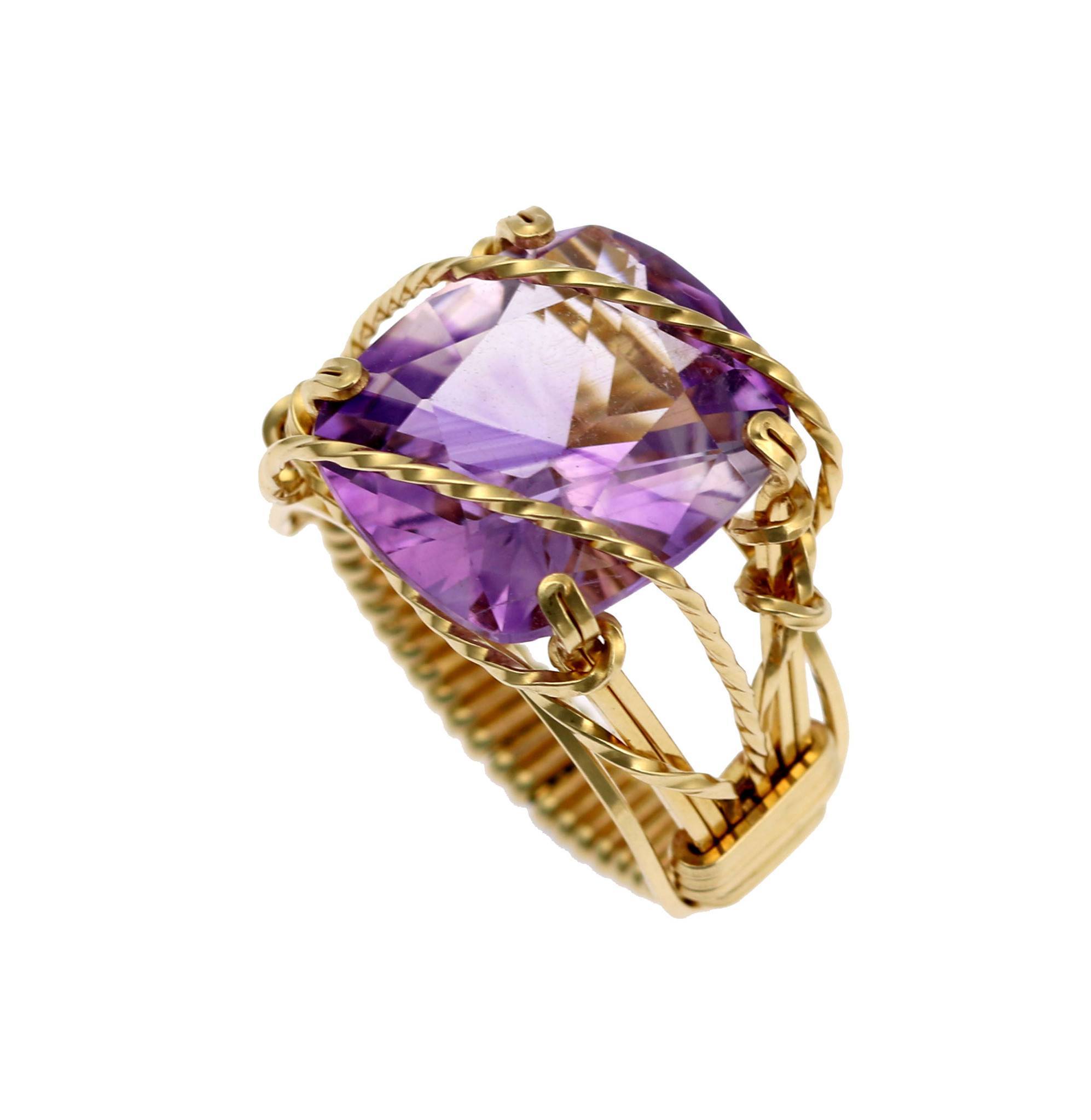 14K Gold Filled Amethyst Cocktail Ring for Women - Elegant Statement Jewelry for Parties, Weddings & Special Occasions