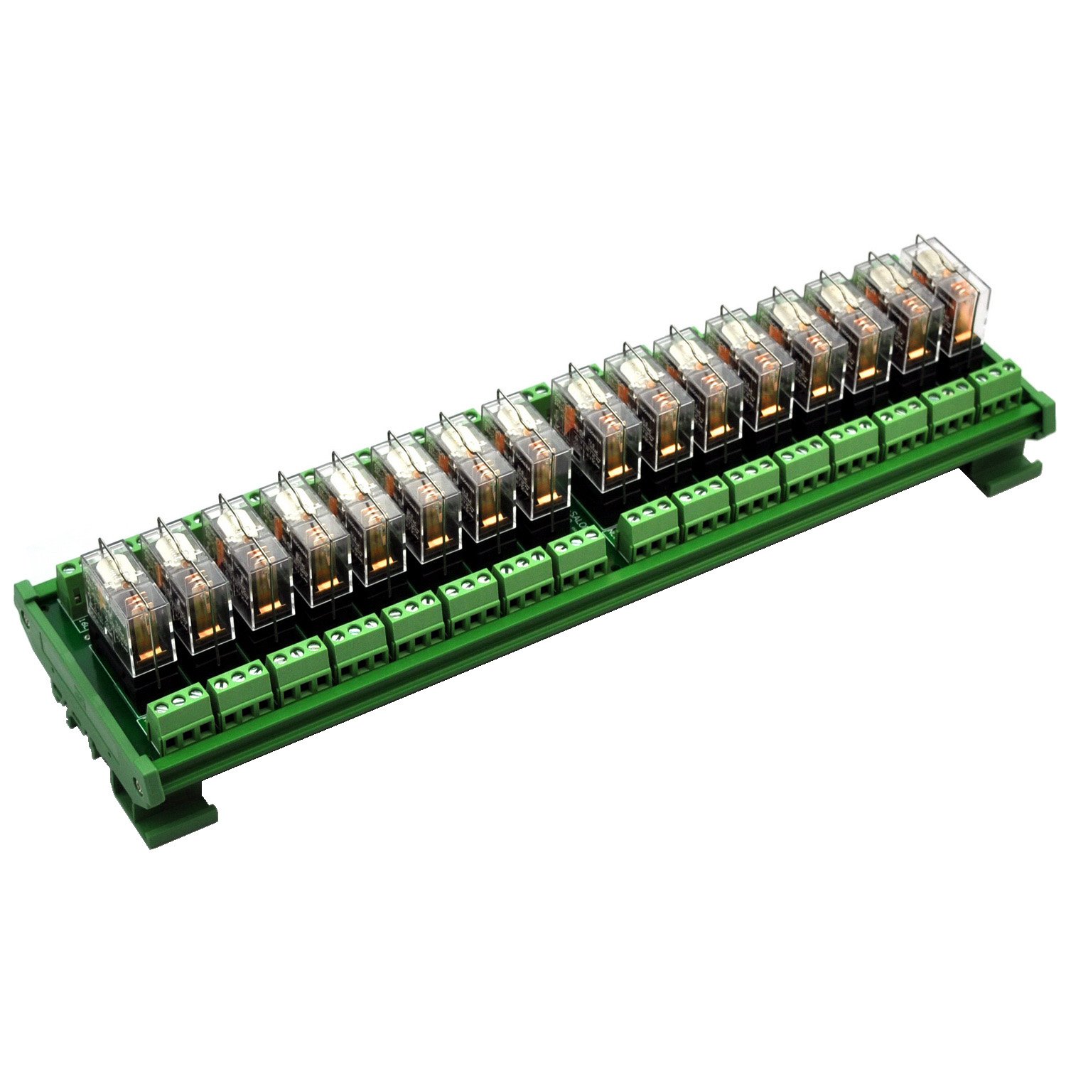 DIN Rail Mount 12V AC/DC 16 SPDT 16A Pluggable Power Relay Module - G2R-1-E for Industrial Automation & Control Systems | Perfect for HVAC, PLC Panels & Electrical Equipment